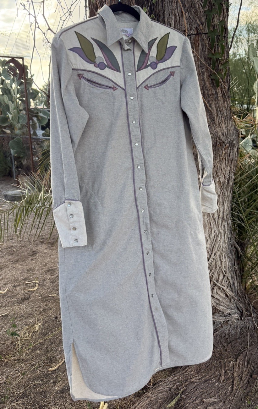 Vtg 70s Salaminder Kansas City Western Dress RARE Pearl Snap Flowers 100 Cotton