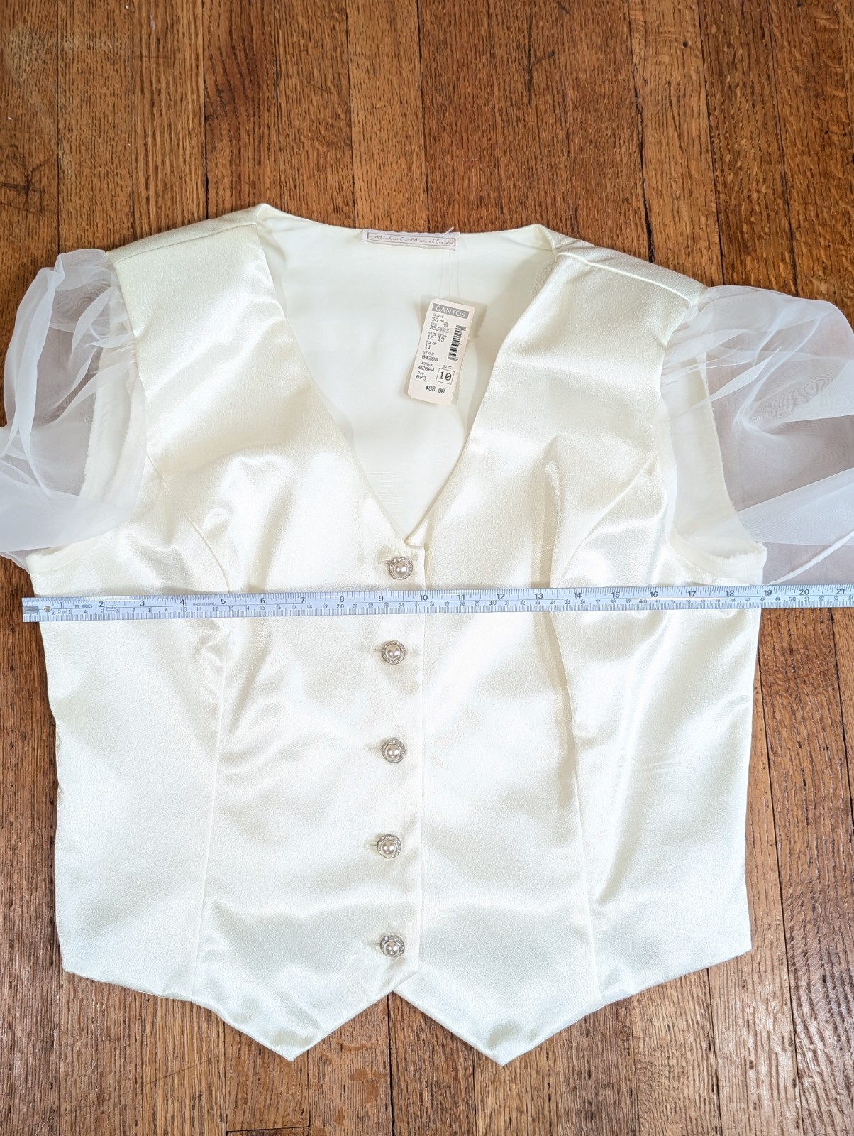 Vintage Michael Marcella Blouse Fitted W/ Sheer Sleeve Women’s Size 10 Victorian