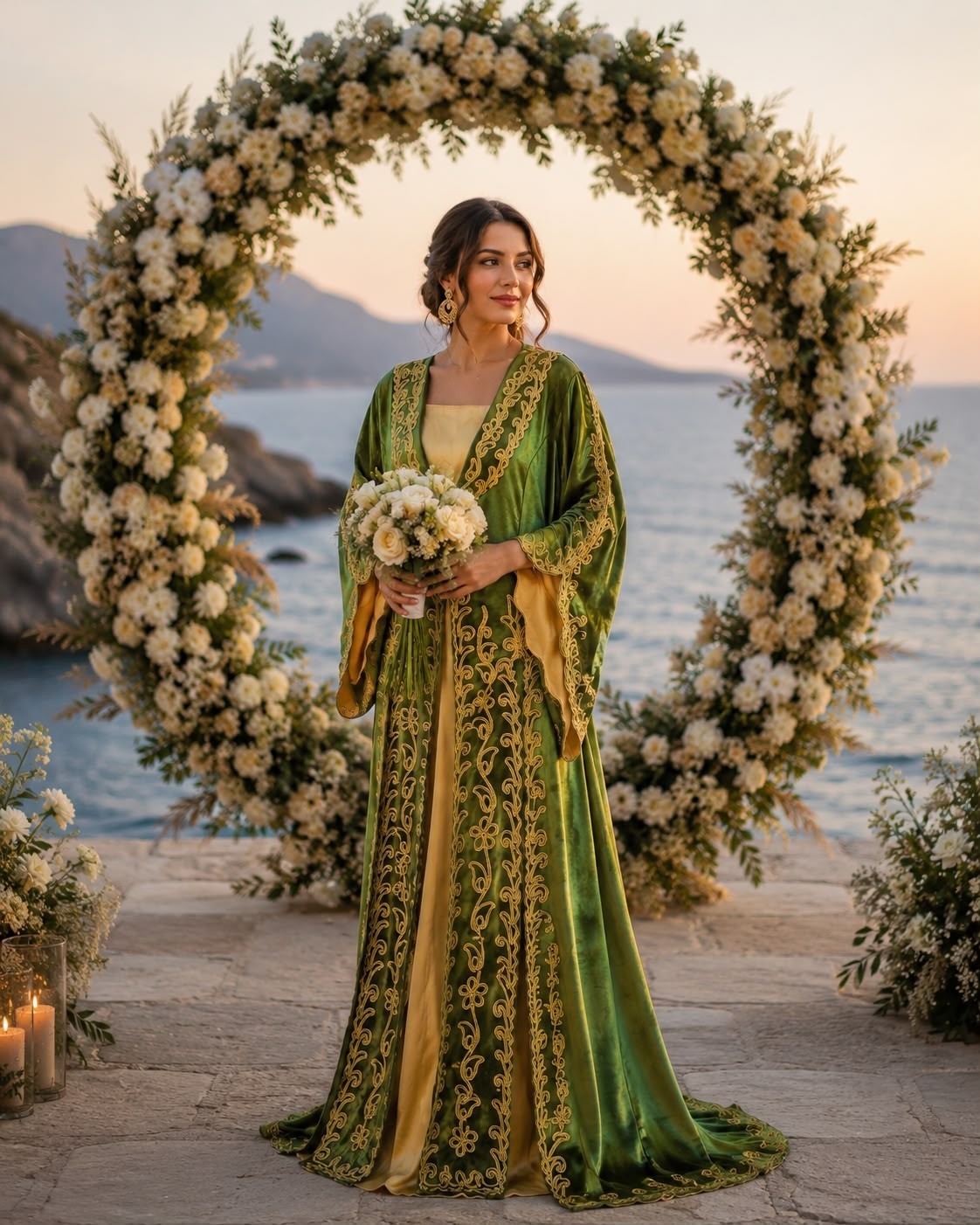 Traditional Bindalli Green Dress, Turkish Sultan Women’s Costume, Ottoman Model
