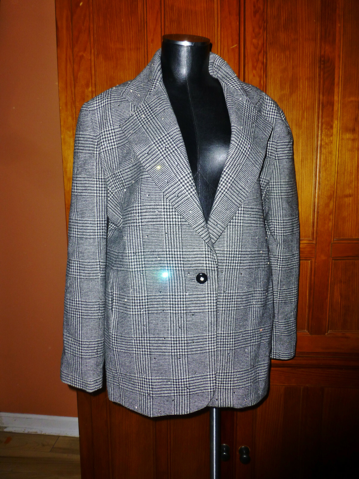 Vtg 80s CRYSTALS Rhinestones Embellished dress Evening Party Blazer Jacket L XL