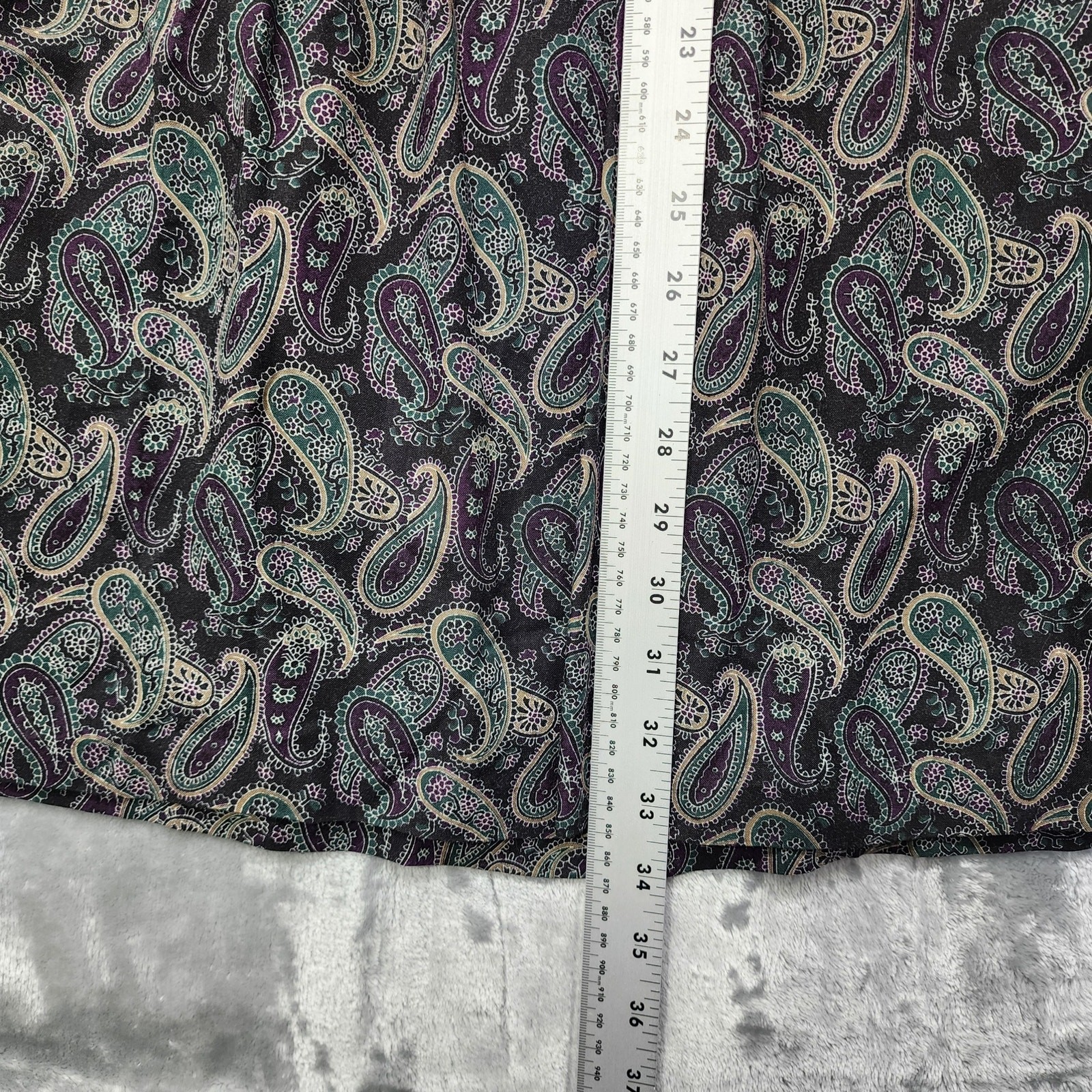 Vintage Briggs New York Skirt Womens 14 Multicolor Paisley Pleated Pull On Midi