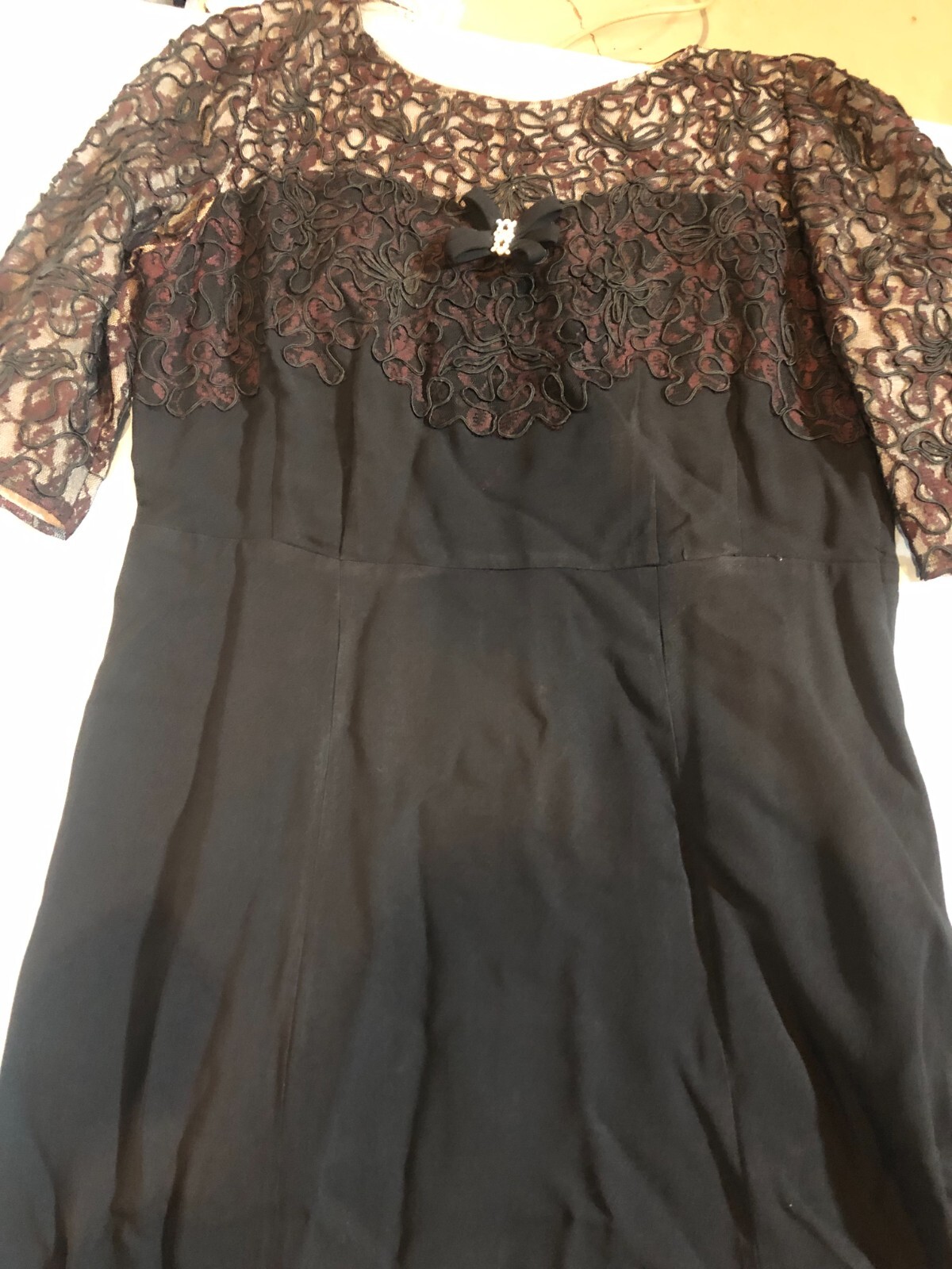 VINTAGE Harwyn L/XL Original 1/2 Sleeve Black Dress READ DESCRIPTION