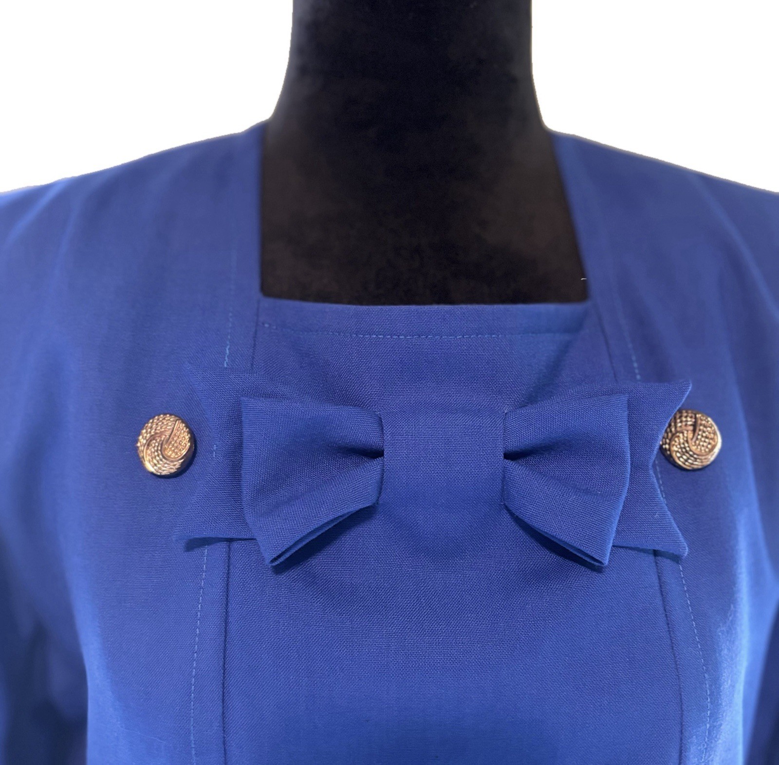 NWOT Vintage Nina Ricci Royal Blue Dress With Decorative Bow Size FR 44/ US 12