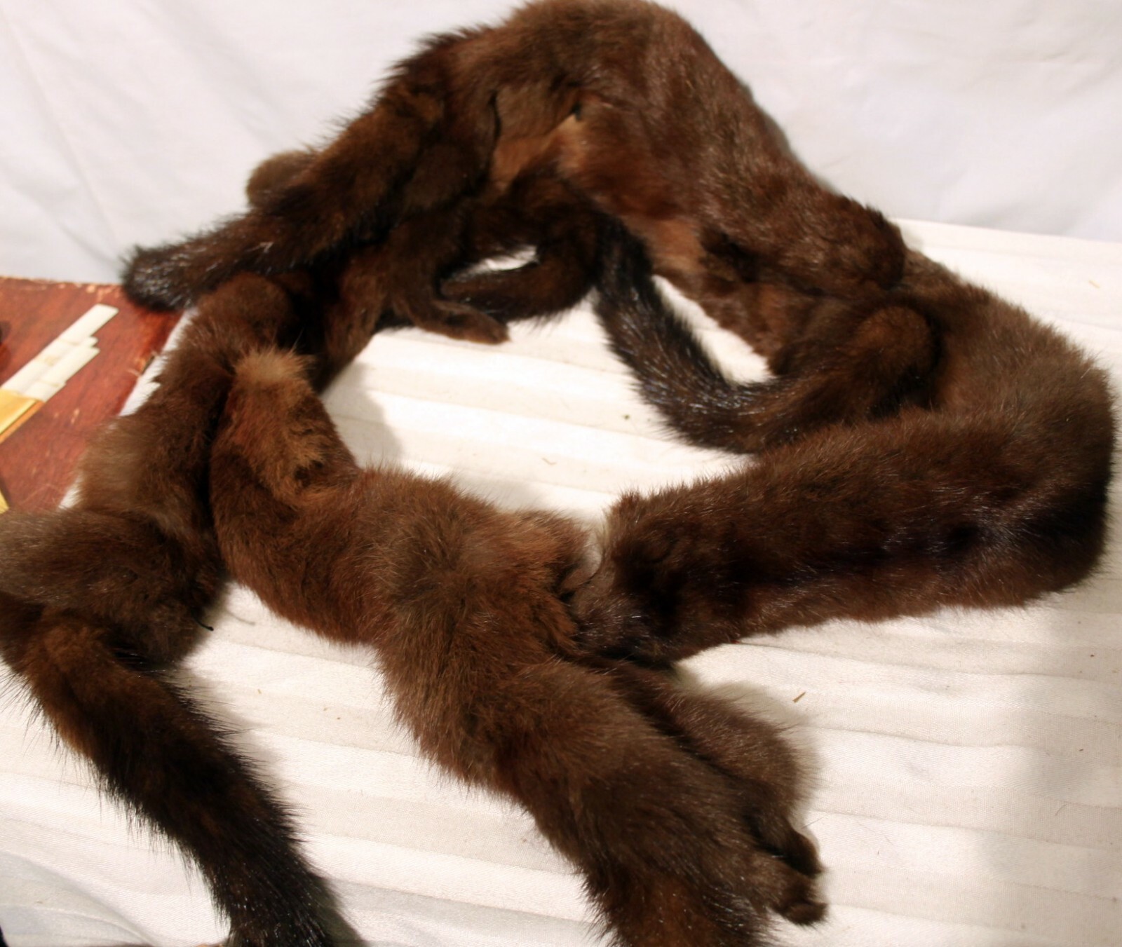 VTG Mink Stole Wrap Collar Scarf Full Bodies 3 Pelt
