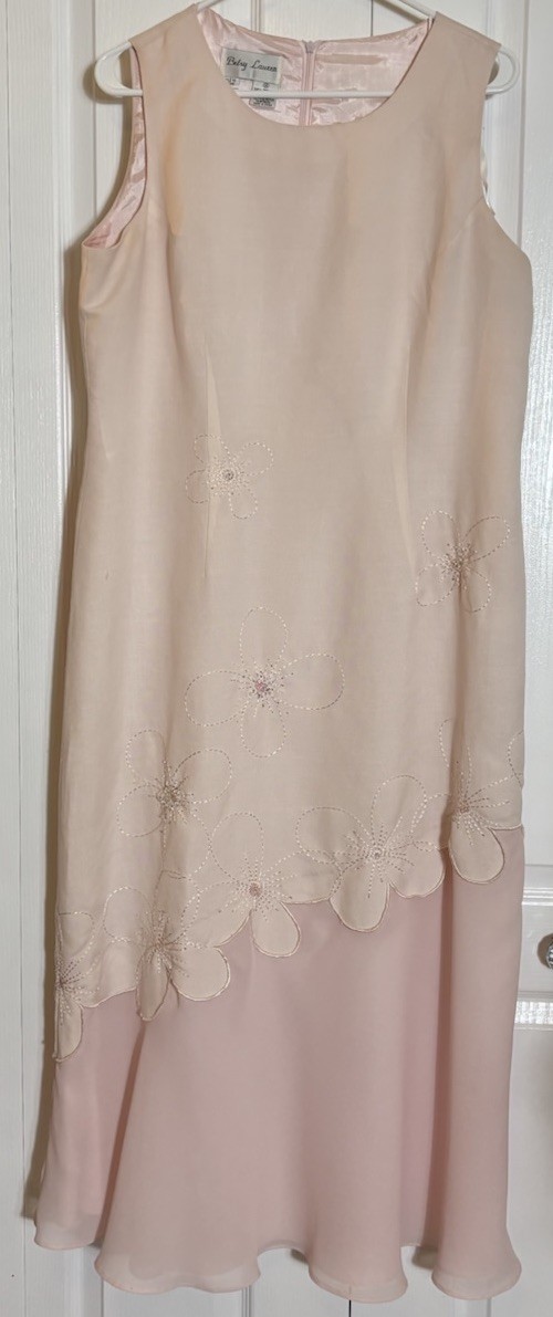 Vintage 80s Betsy Lauren Long Pink Linen Blend Maxi Sleeveless Dress 14