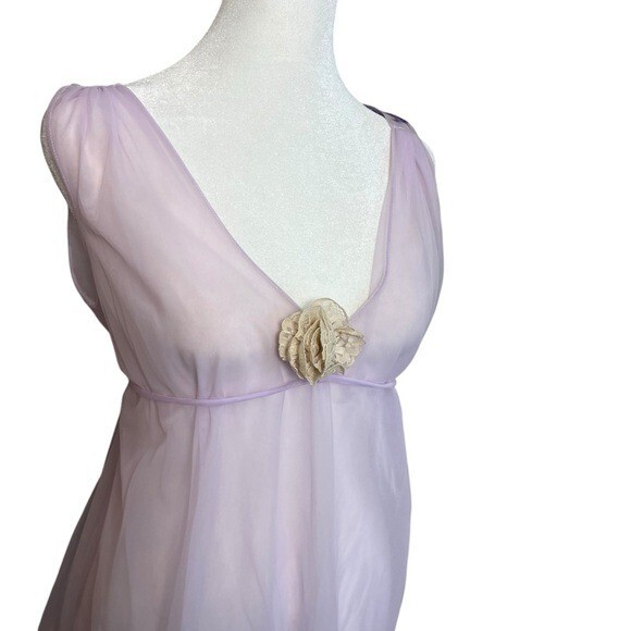 VTG Jenelle of California Purple Lavender Sheer Chiffon Peignoir Babydoll Small