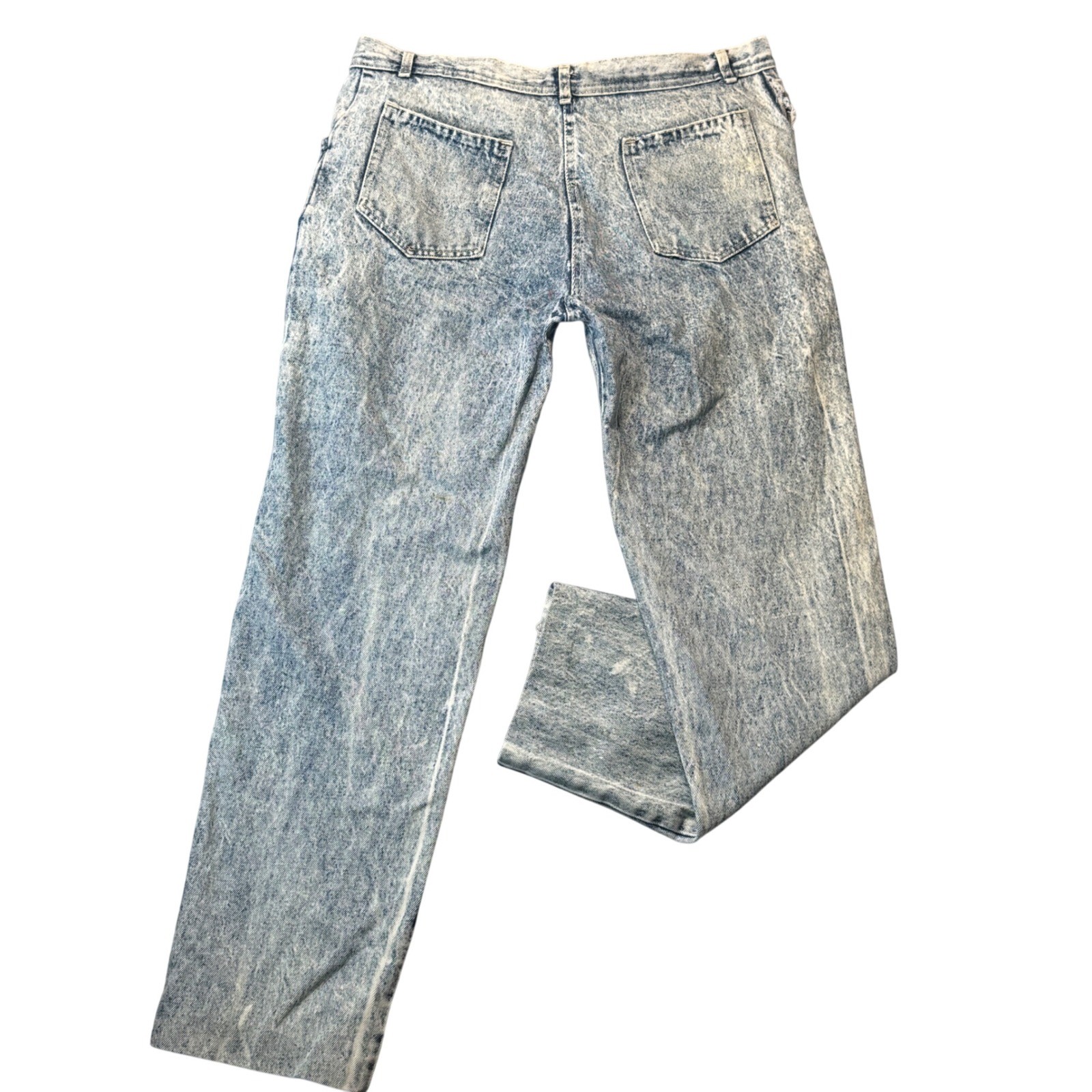 Vintage 80s Acid Wash High Waist Mom Jeans Straight Leg Grunge USA Size 12 to 14
