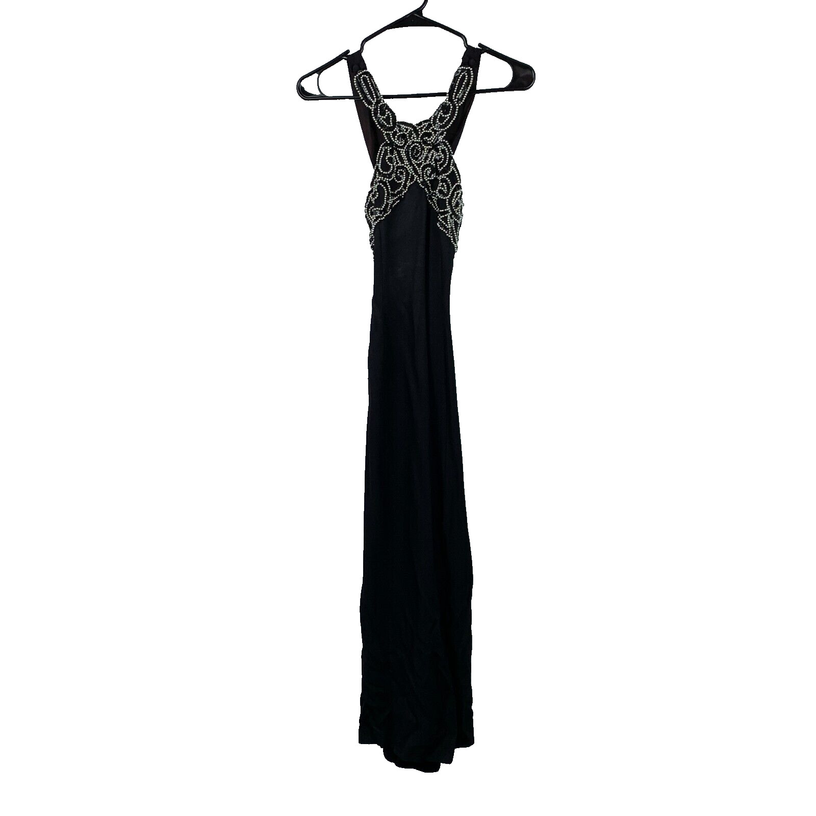 Vintage 90s Blondie & Me Black Bling Side Slit Long Formal Prom Dress 3/4