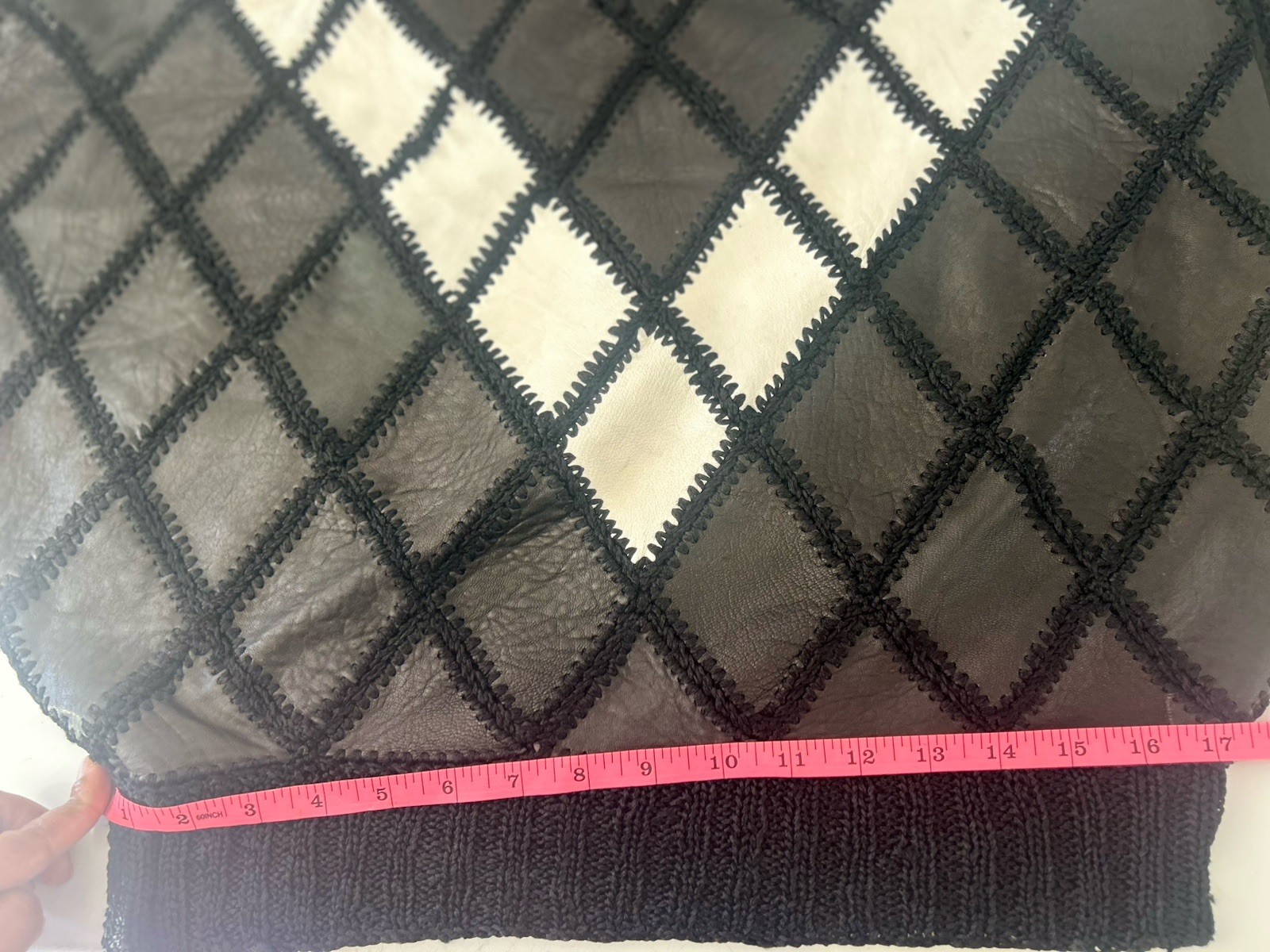 1970s Black And White Leather Pact work Top Size, S.