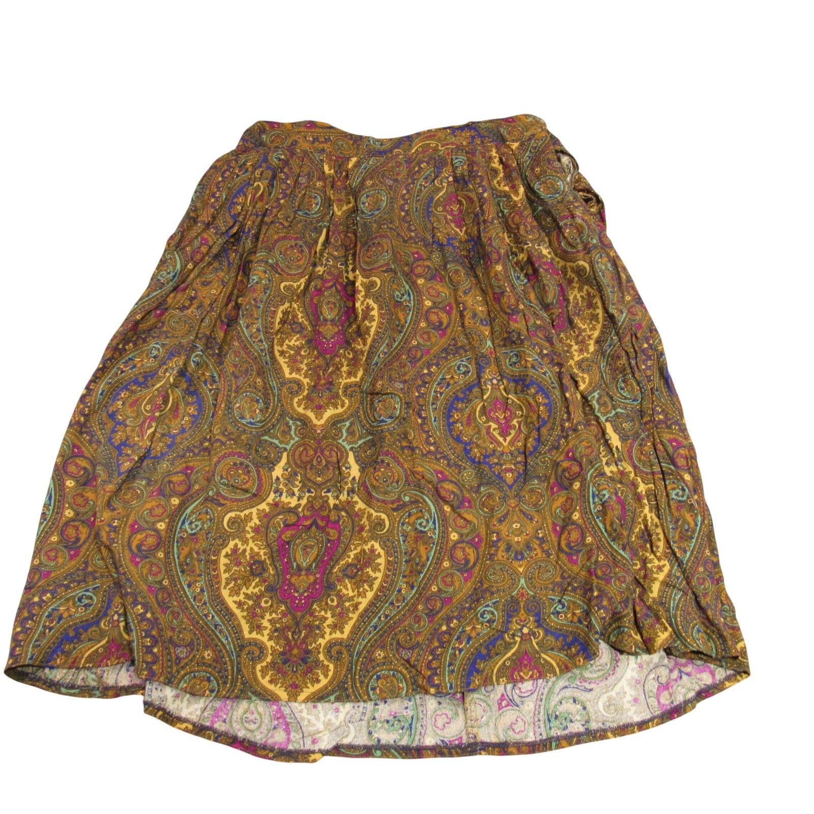 Vintage Briggs New York Paisley Pleated Midi Skirt Multicolor Womens Size Large