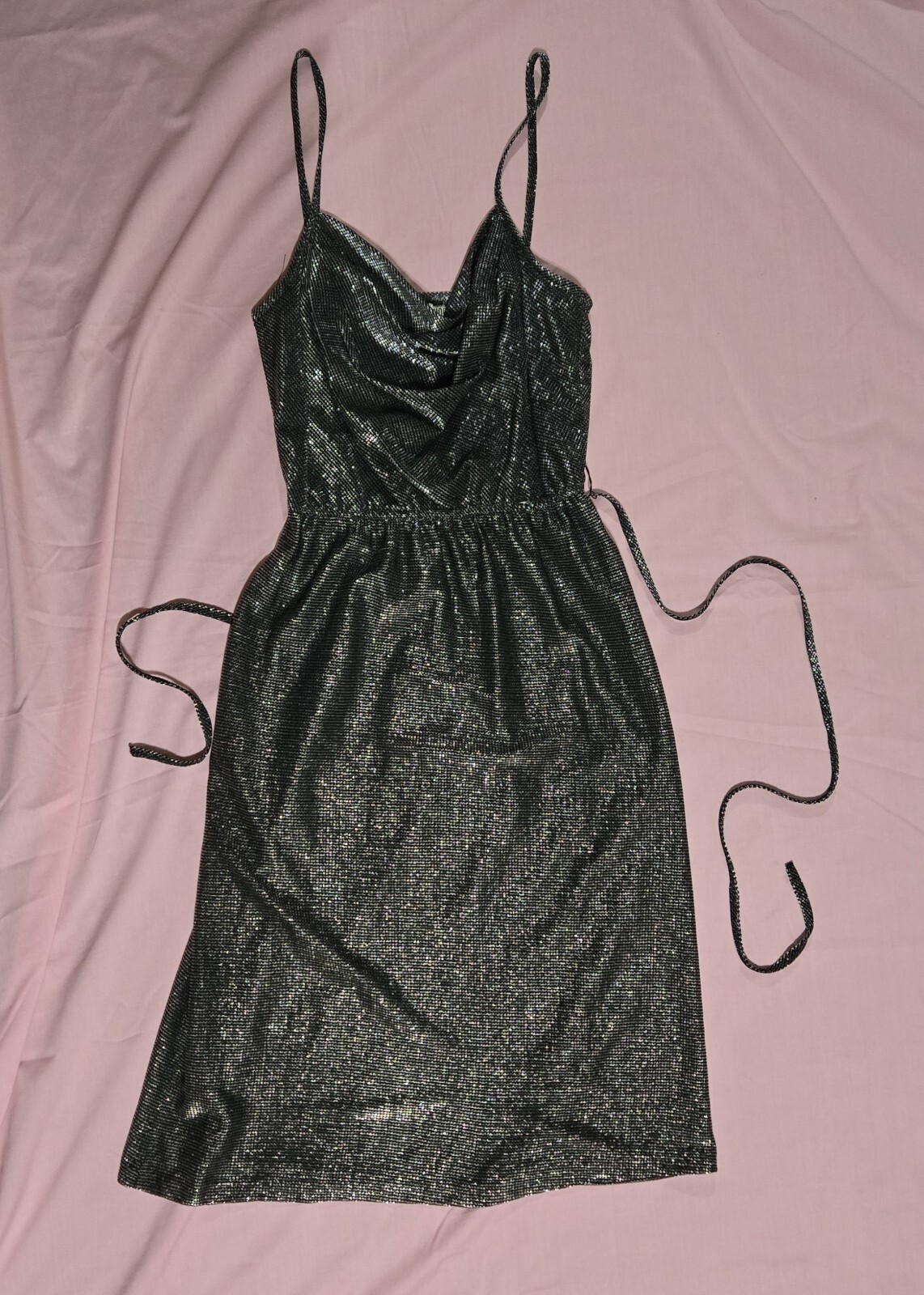 Vintage 70s 80s Disco Shimmering Silver And Black Lurex Size 7 Jr Dressworks