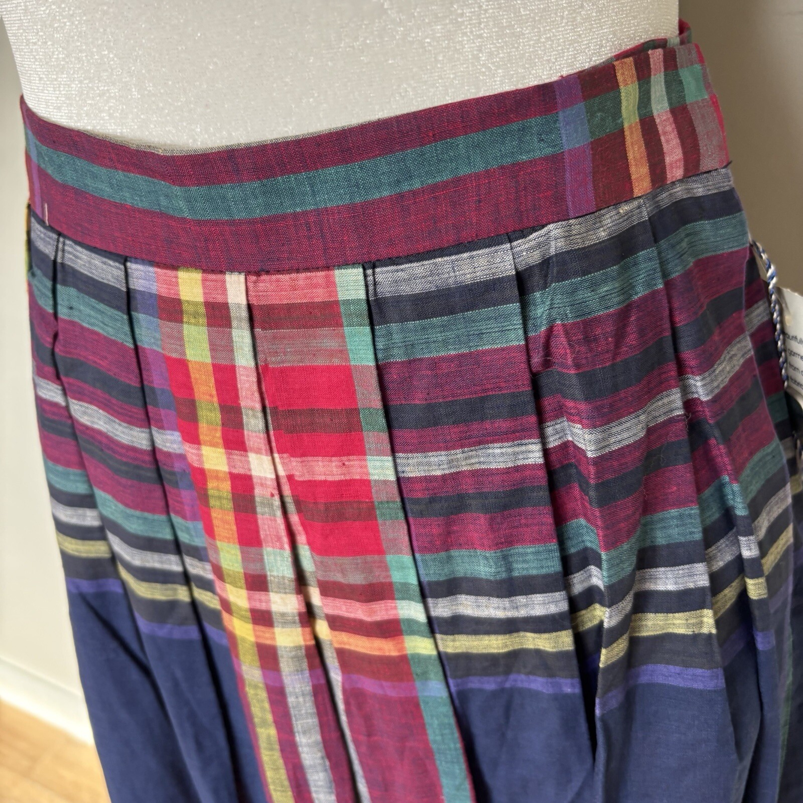 Vintage Carroll Reed of New England Multicolor Plaid Pleated Midi Skirt-10-NWT