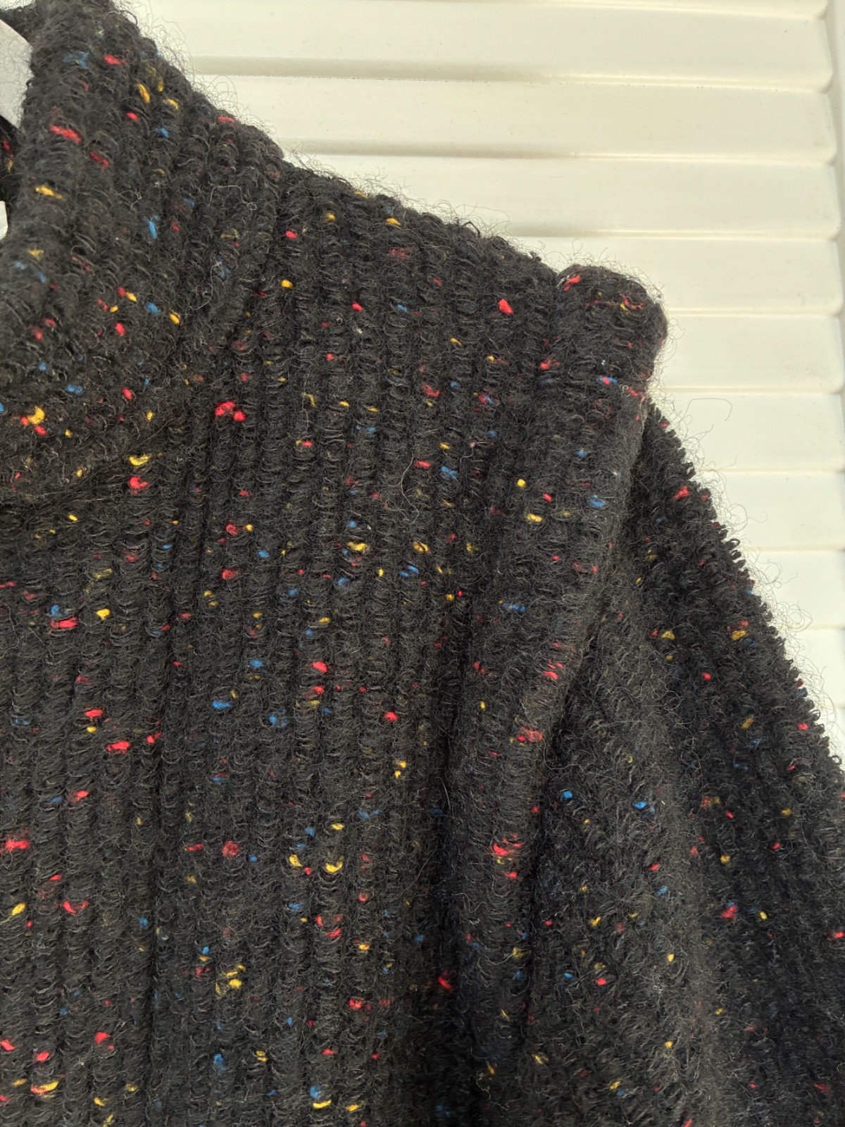 Vintage Sweater Jacket Black Wool Confetti Yarn Speckled Cin Cin 1970’s 1980’s