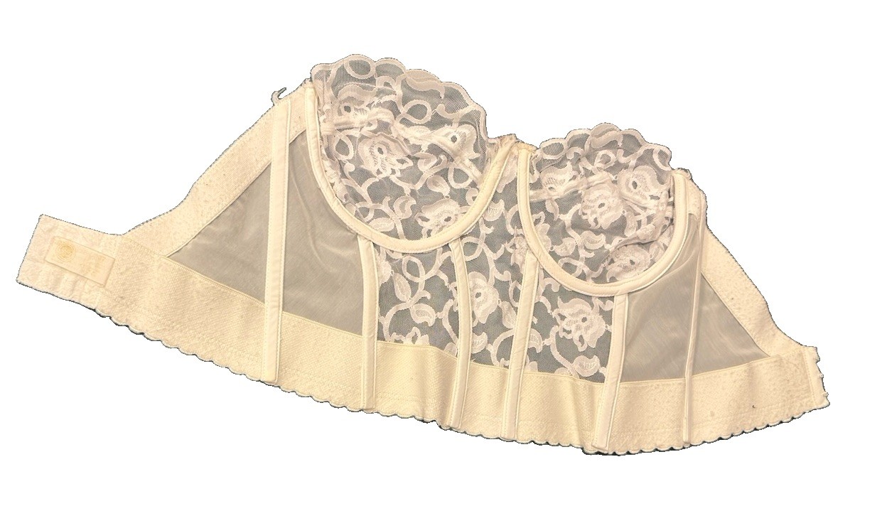 Vintage Victoria’s Secret Gold Label Ivory Lace Longline Bustier Bra 34D 1901