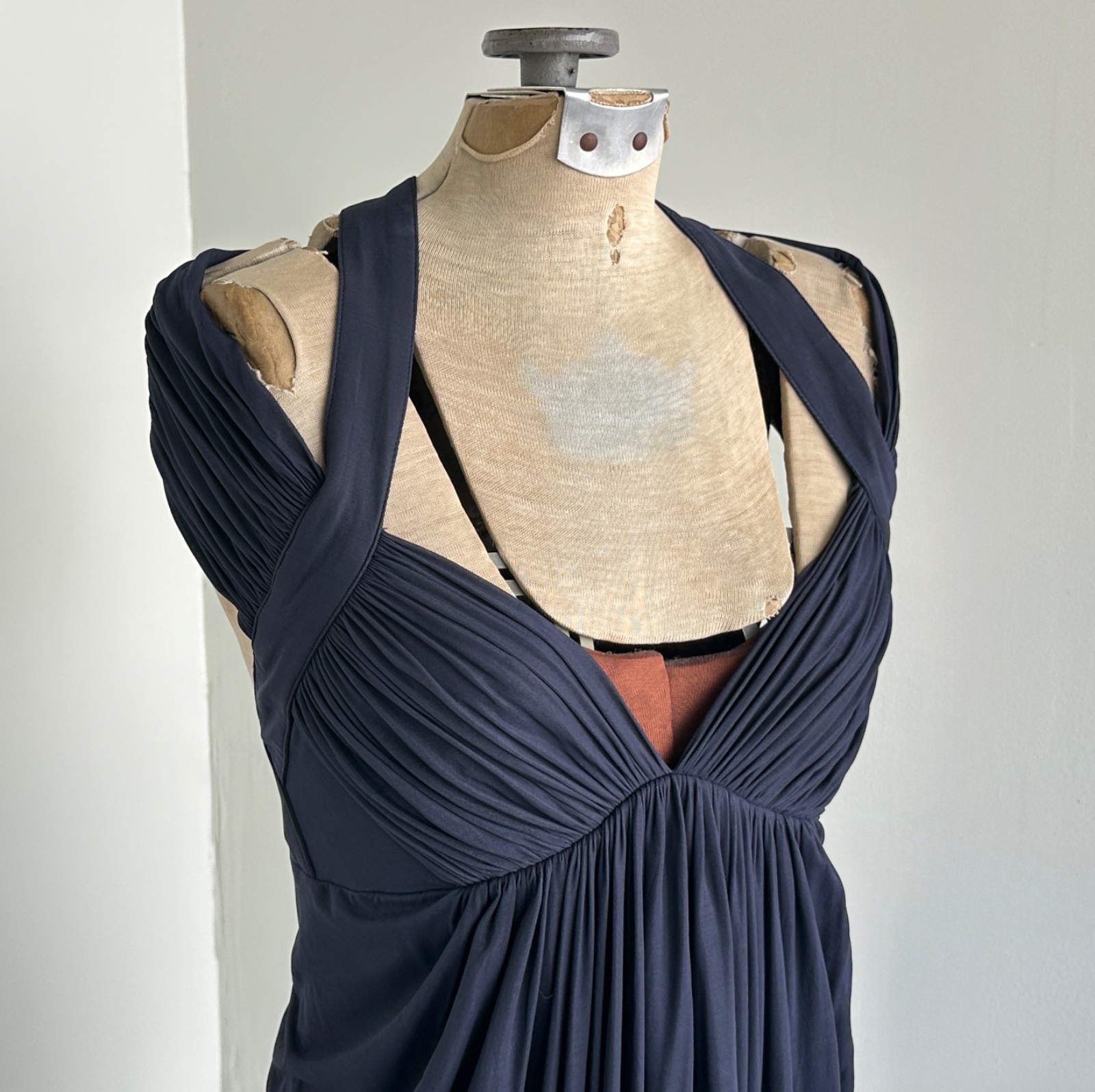 Donna Karan Collection Silk 90s Sheath Dress Medium Vintage DKNY Draped Dress