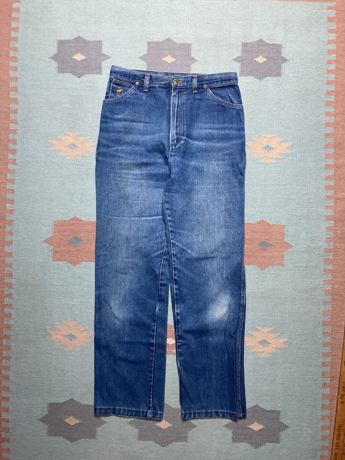 Vintage 70s wrangler jeans faded denim worn made in USA women’s 14 31×30
