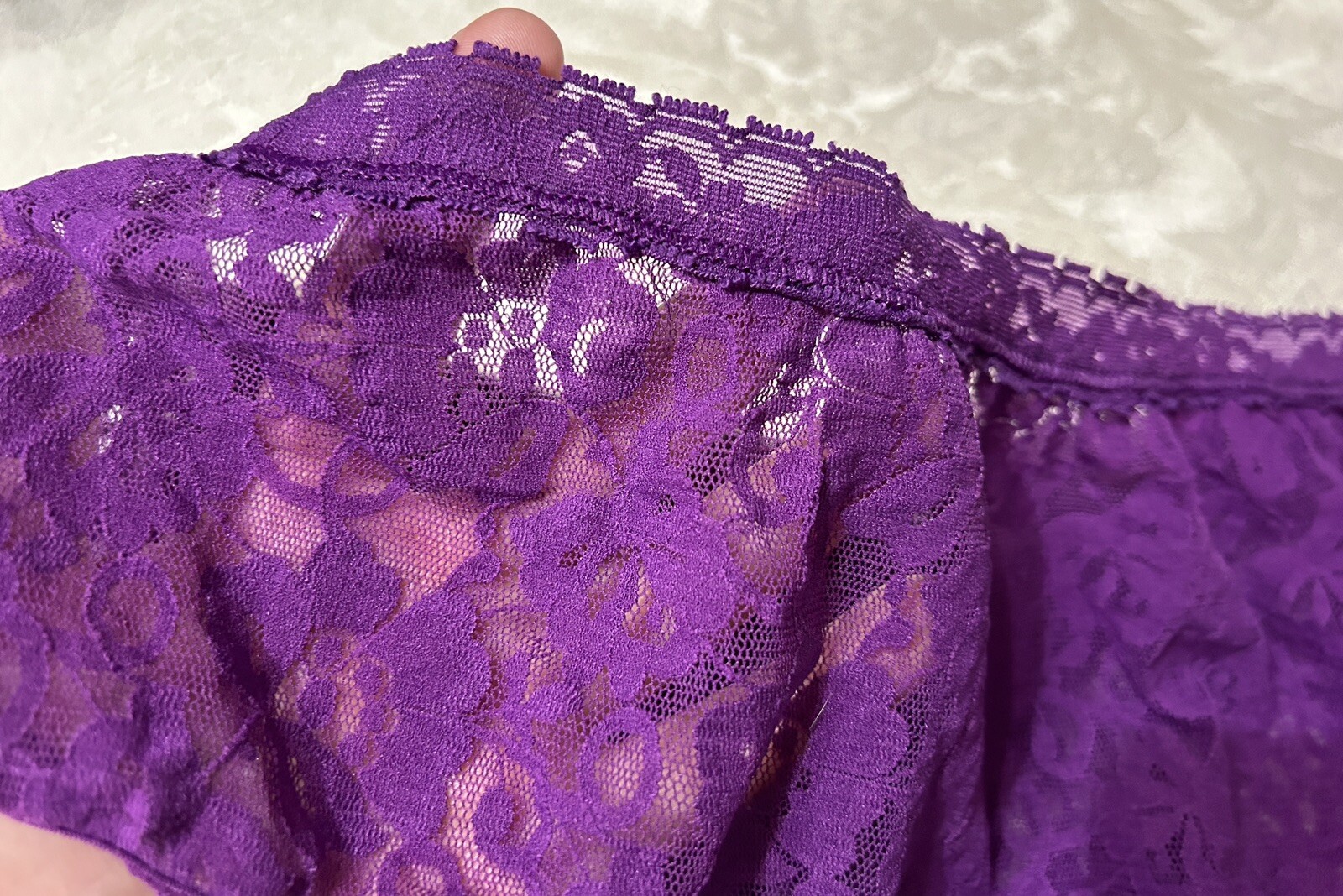 Vtg Unbranded 13J001X Beautiful Sheer Floral Stretch Lace 2X Plum Panties #60