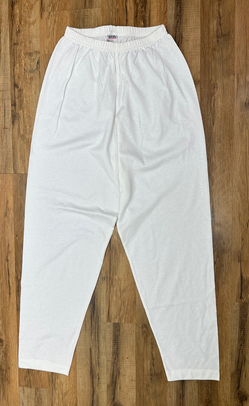 Vintage Avon Style 90’s Elastic White High Waist Cotton Blend Pants Large Comfy