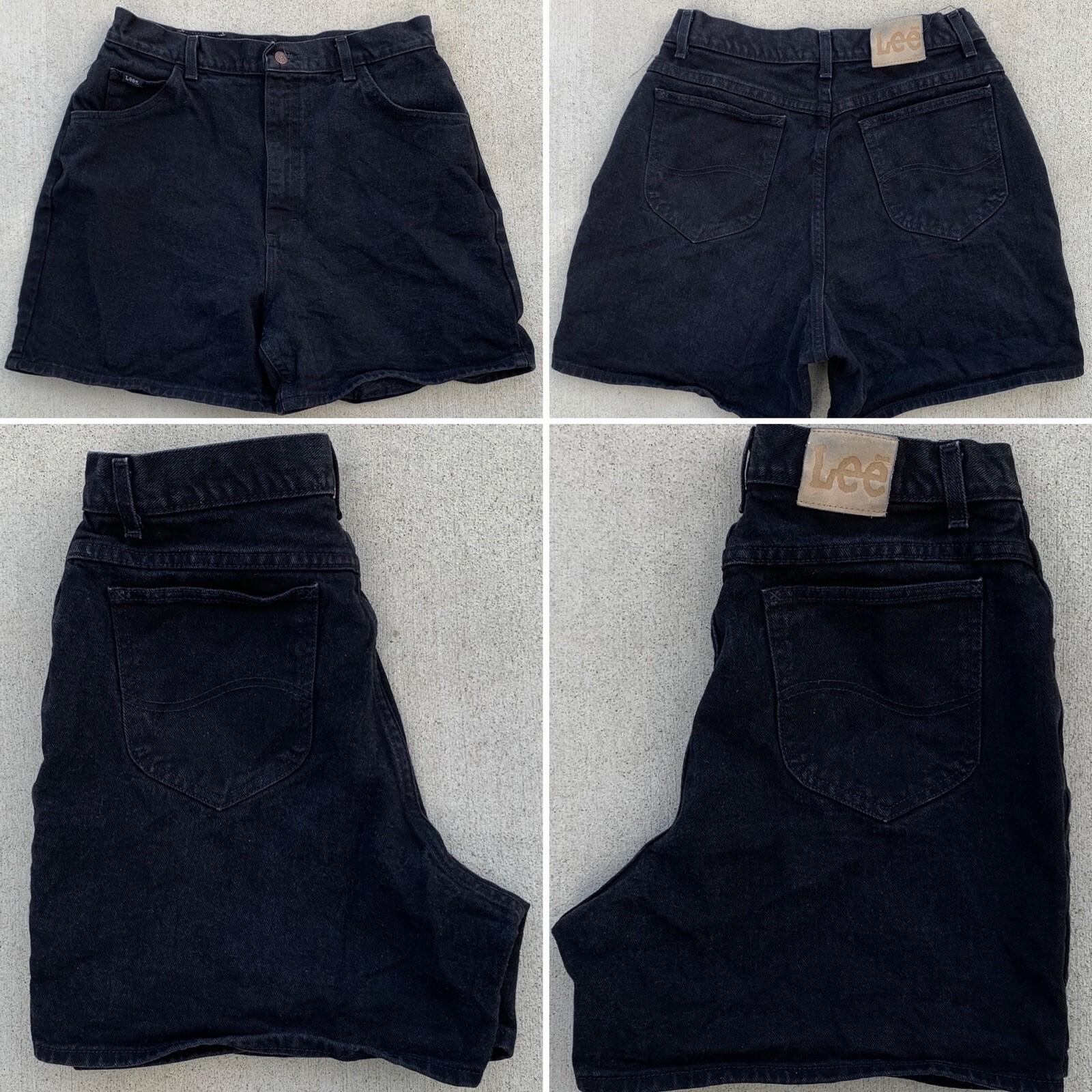 vintage Lee jeans shorts black denim high waist mom size 16 32 in waist Jorts