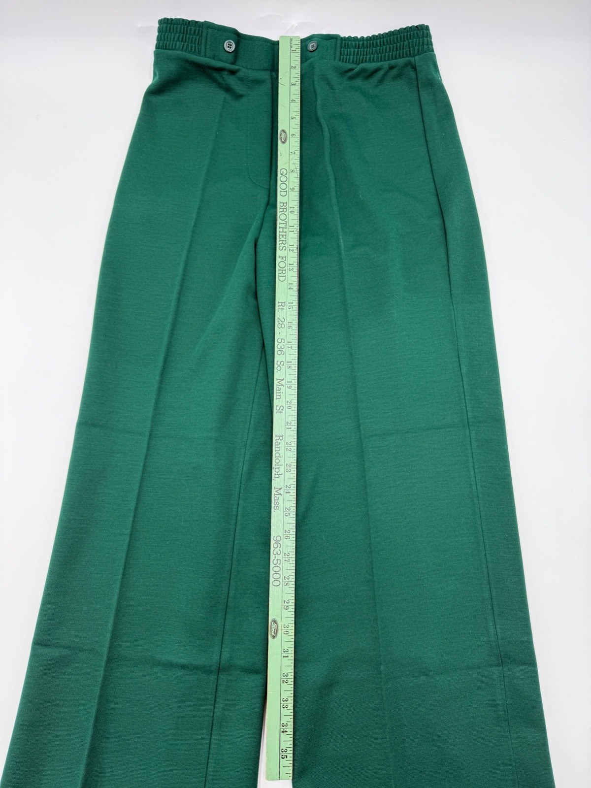 Vintage Womens 1970s Bell Bottom Pants Stretch Waist Polyester Knit Size 18