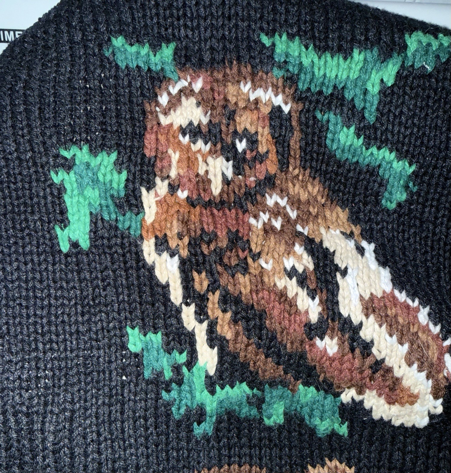 Vtg The Eagle’s Eye “World Wildlife Collection” hand-knit cardigan sweater Large