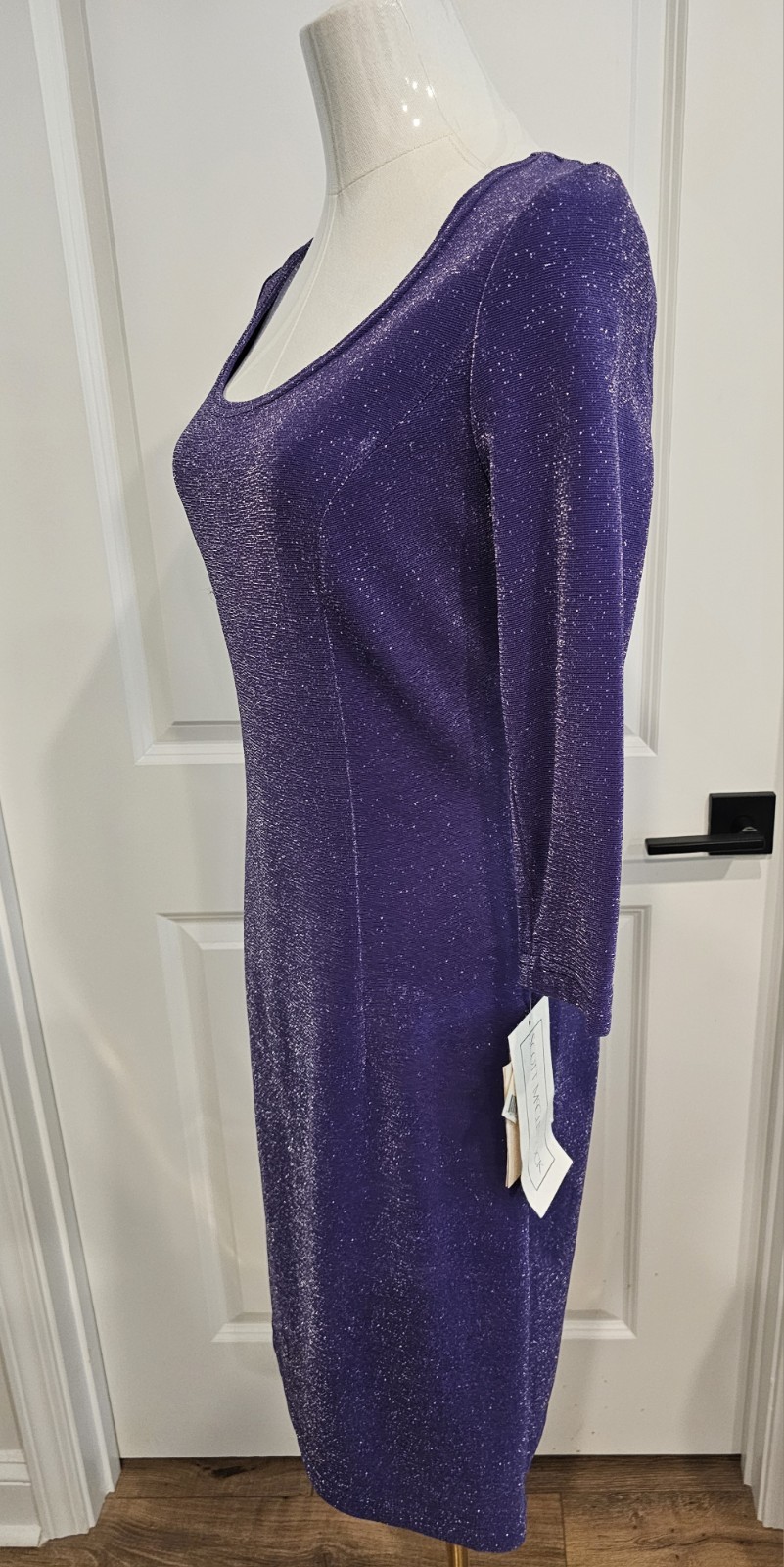 NWT Vintage Scott McClintock Purple/Silver Form Fitting Dress, Size 8