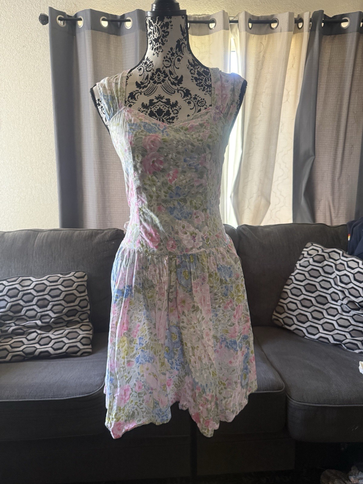 Contempo Casuals Dress Vintage 80s Floral Sleeveless
