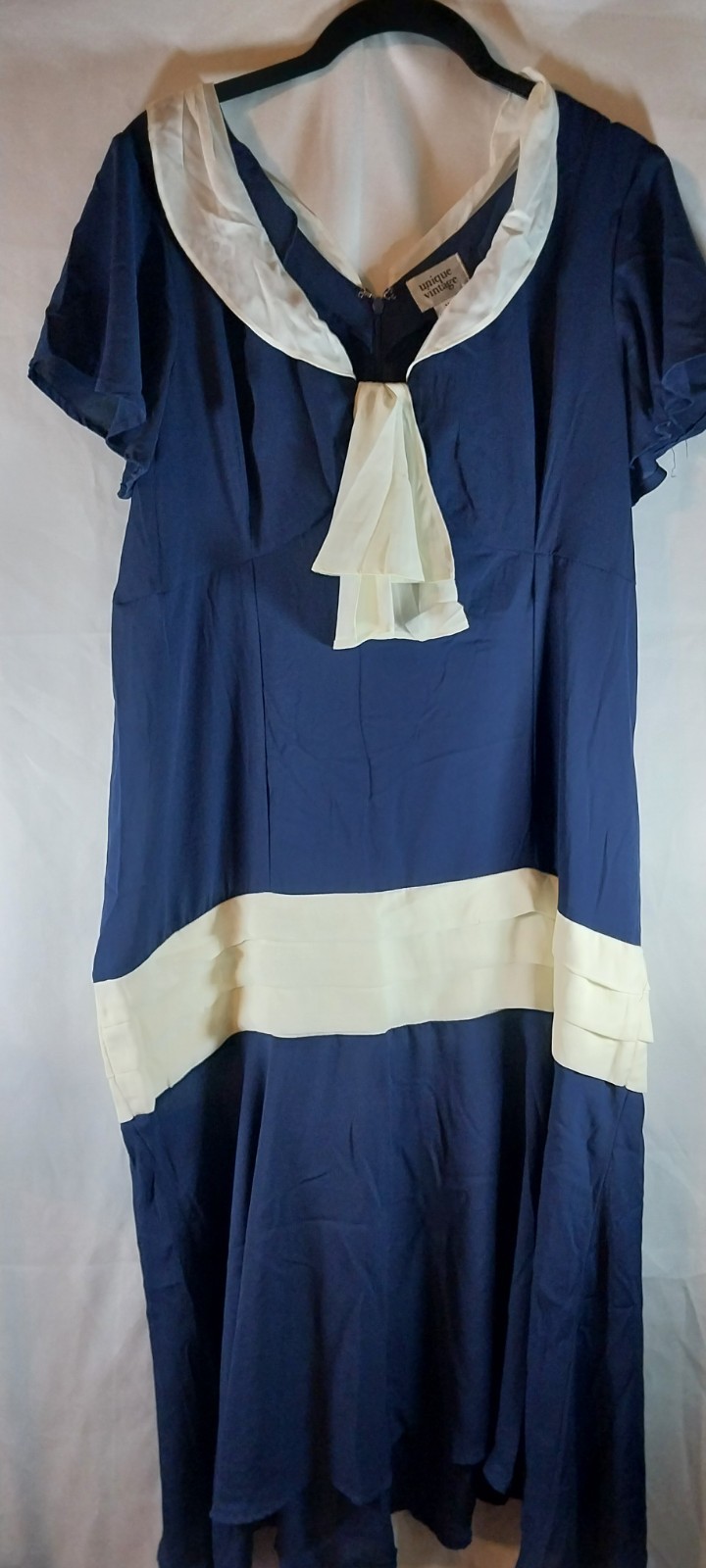Unique Vintage Wilshire flapper dress sailor-inspired collar drop waist Size XL