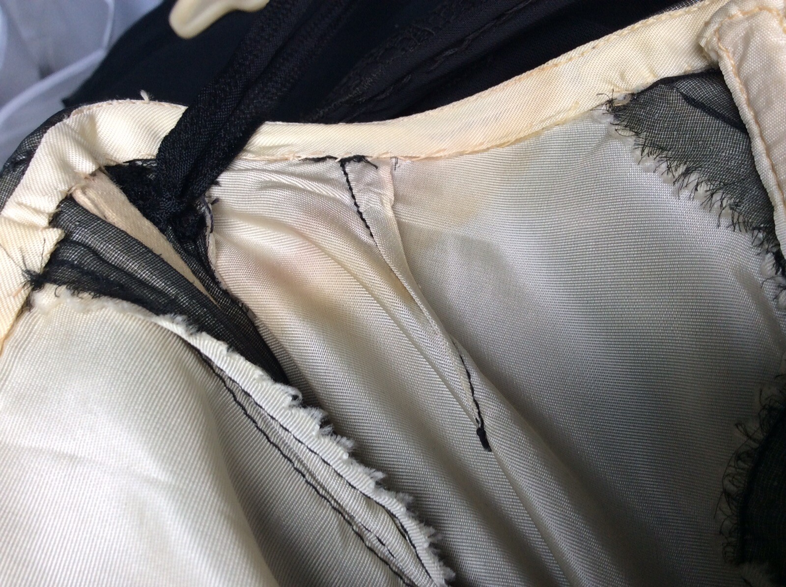 VTG 40s/50s Black Dress XS Art Deco Theater 31″B 24″W 40″-41″L DAMAGED READ