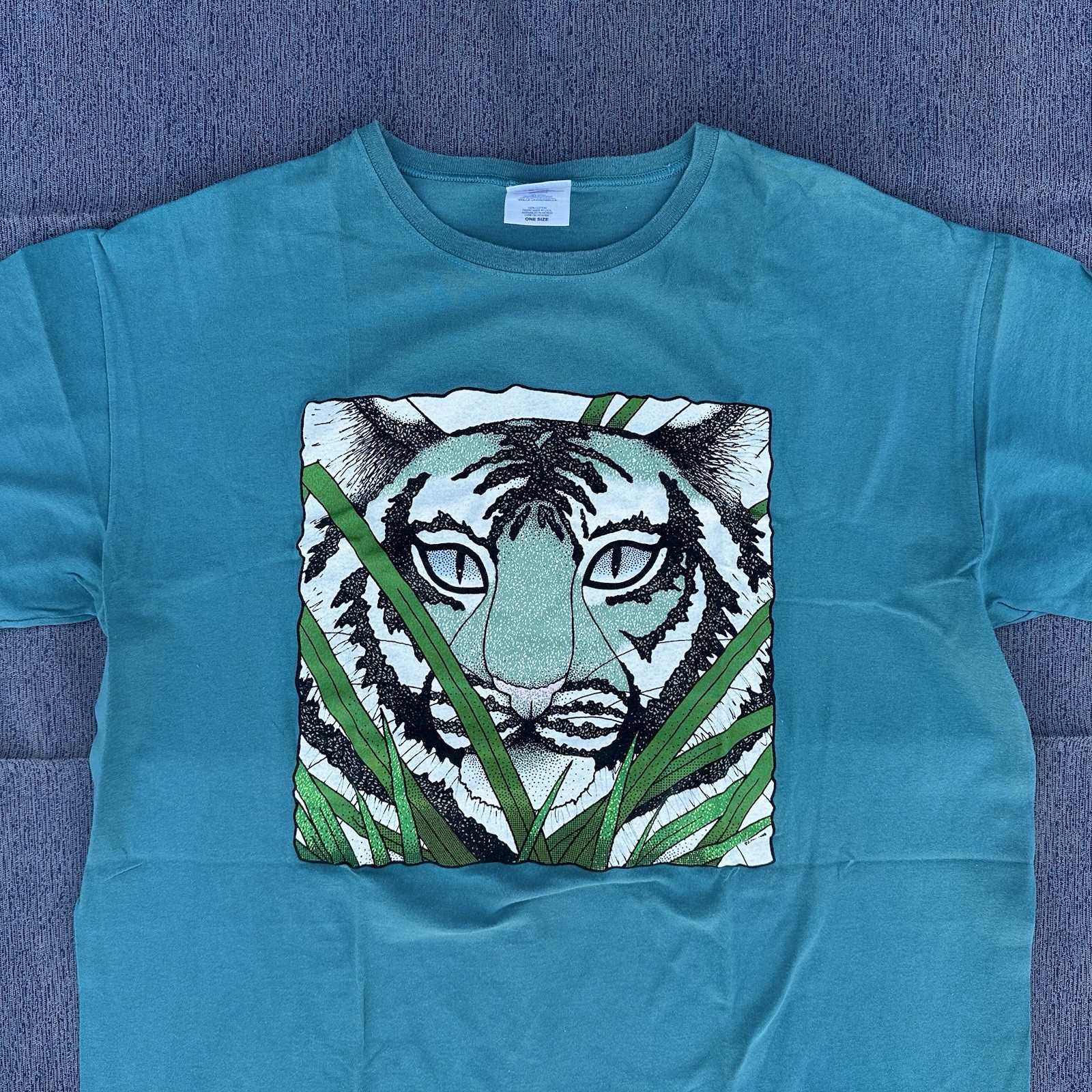 PJ Ash 1999 O/S T-Shirt Dress Tiger Vaporwave Memphis Group Rousseau Hot Gyal
