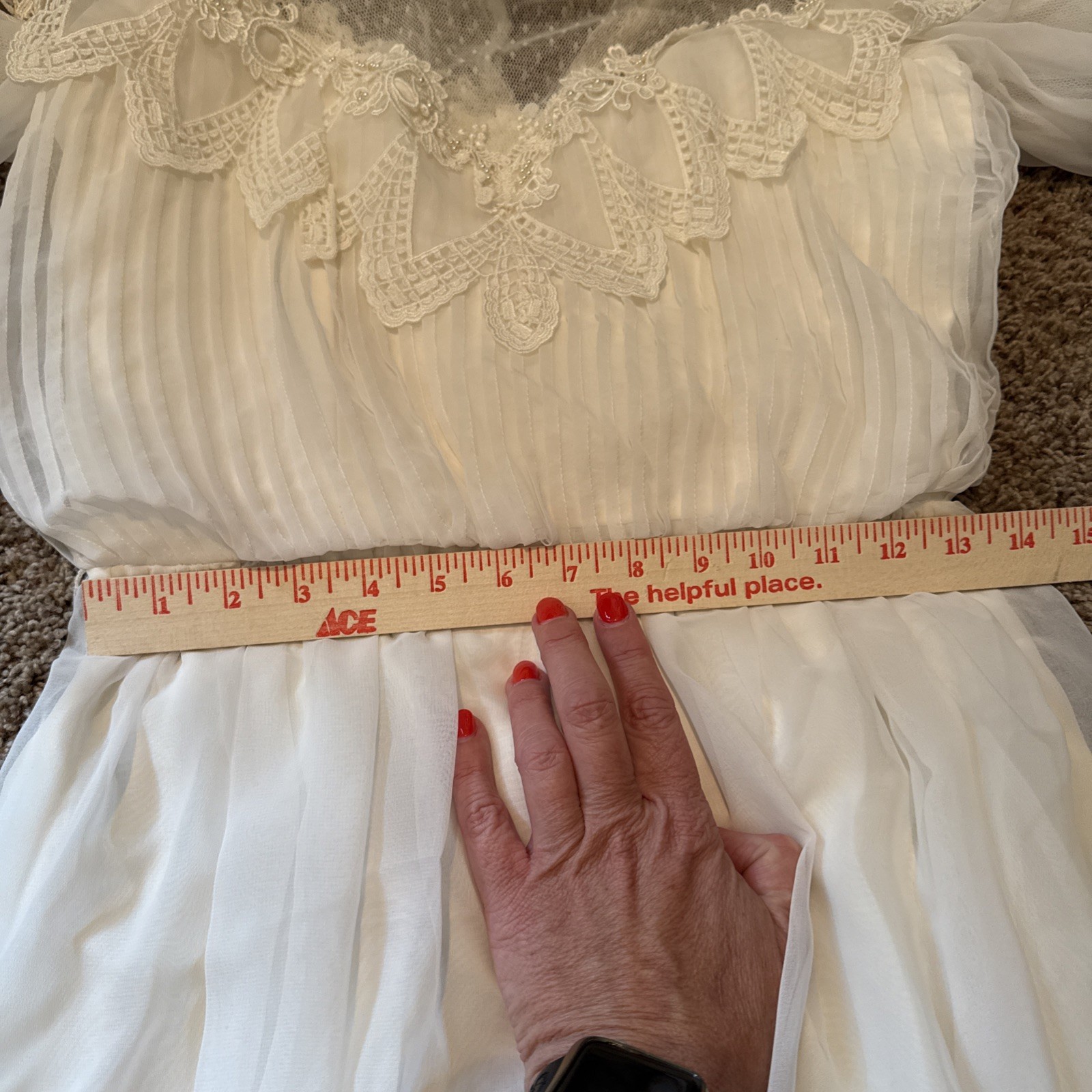 Alfred Angelo Vintage 1970’s Victorian Revival Prairie Chic Lace Wedding Dress S