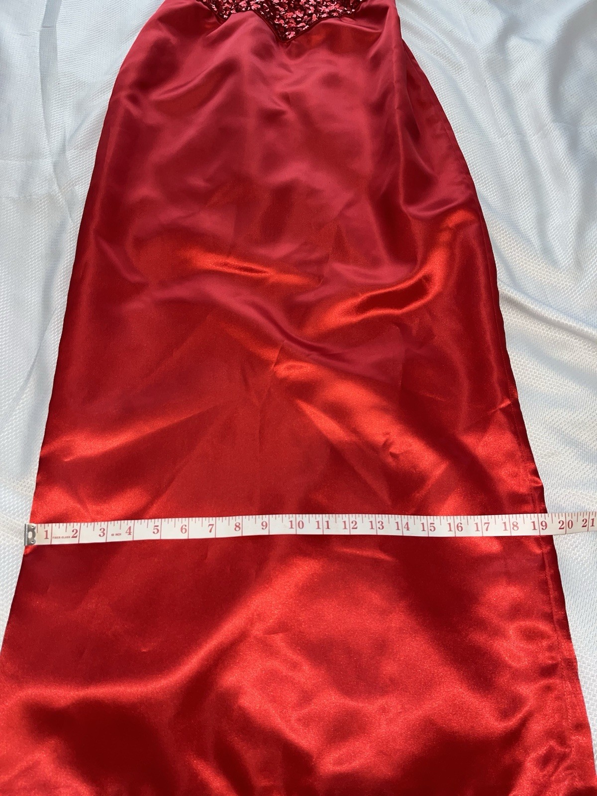 Vintage 80s Mike Benet Red Beaded Sequined Satin Formal Holiday Party Dress Sz 8