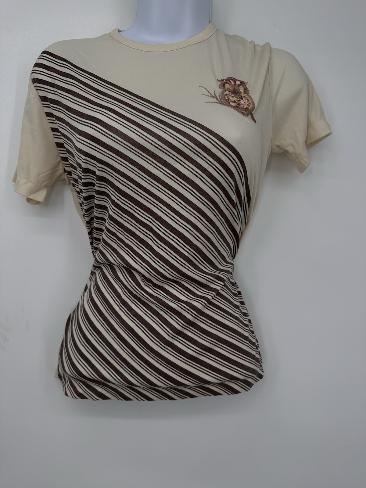 Vintage 70s Miss Shaheen California Hawaii Polyester Owl 🦉 Shirt Medium