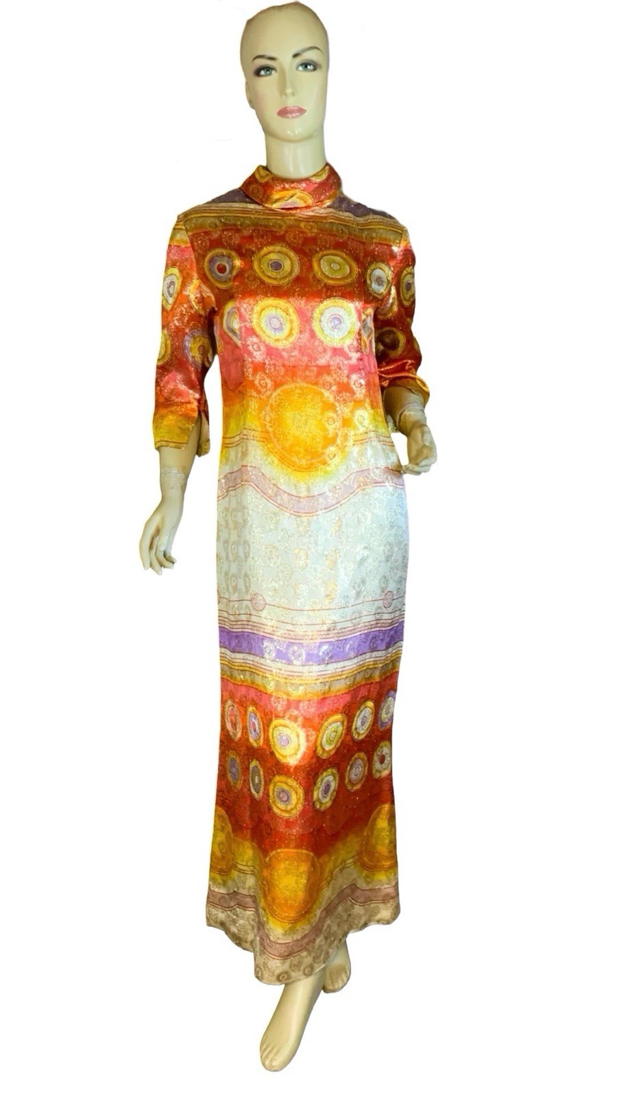 WOMEN’S VINTAGE 1970’S RED & ORANGE MALCOLM STARR ELINOR SIMMONS DRESS SZ 14
