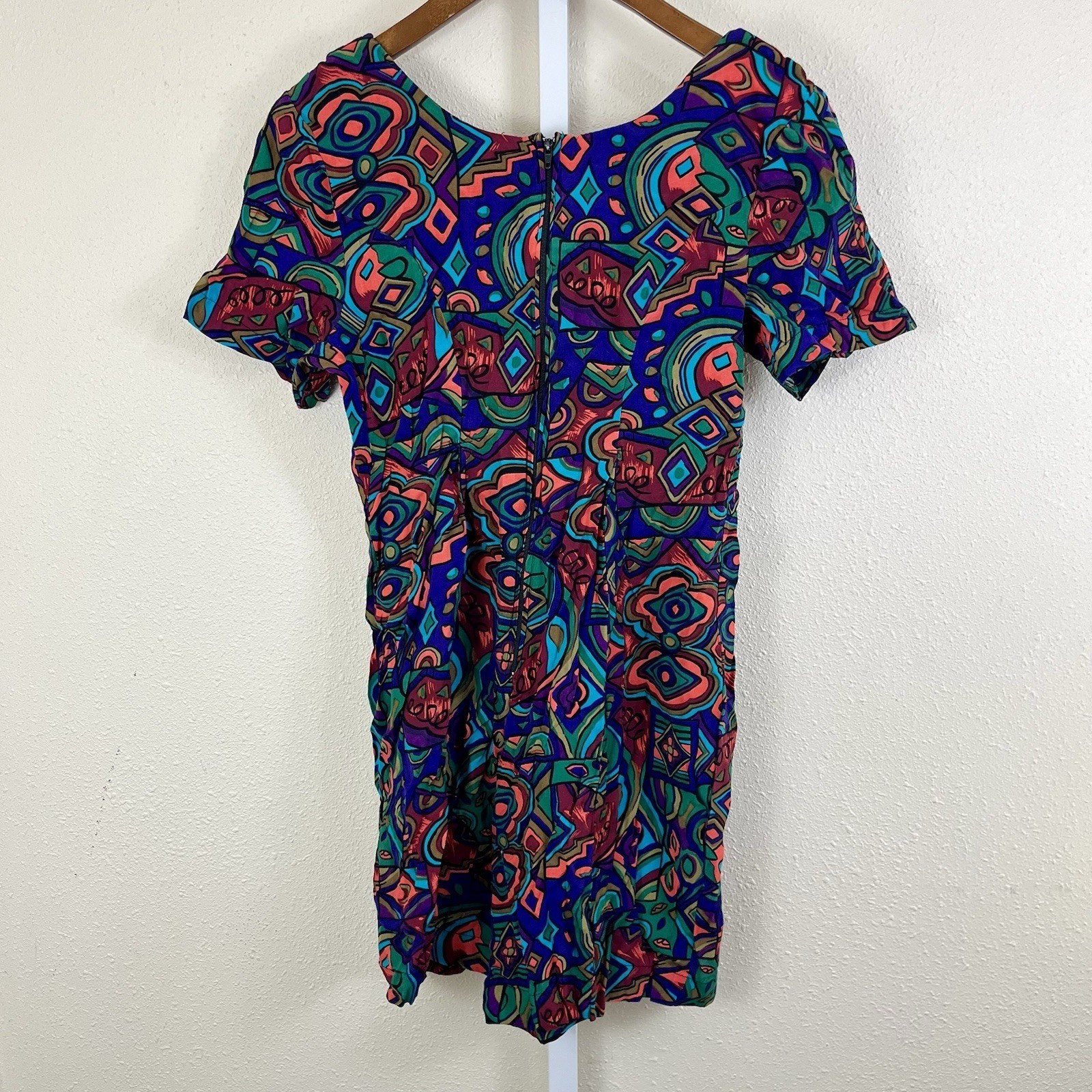 Vintage Joni Blair Vintage 80s Abstract Romper Women’s Size 5 Colorful Tie Front