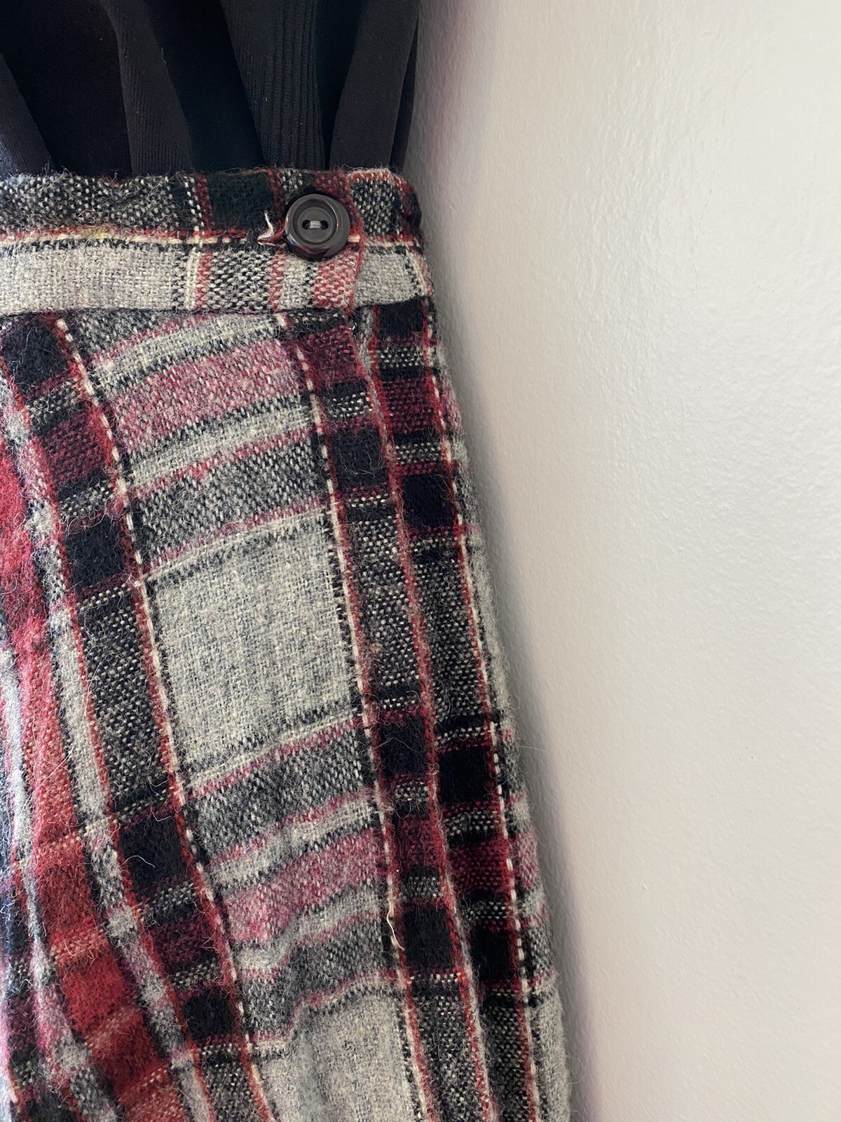 Vintage Mr Beau RL Davis Pleated Midi Skirt Small Gray Red Plaid Lined Academia