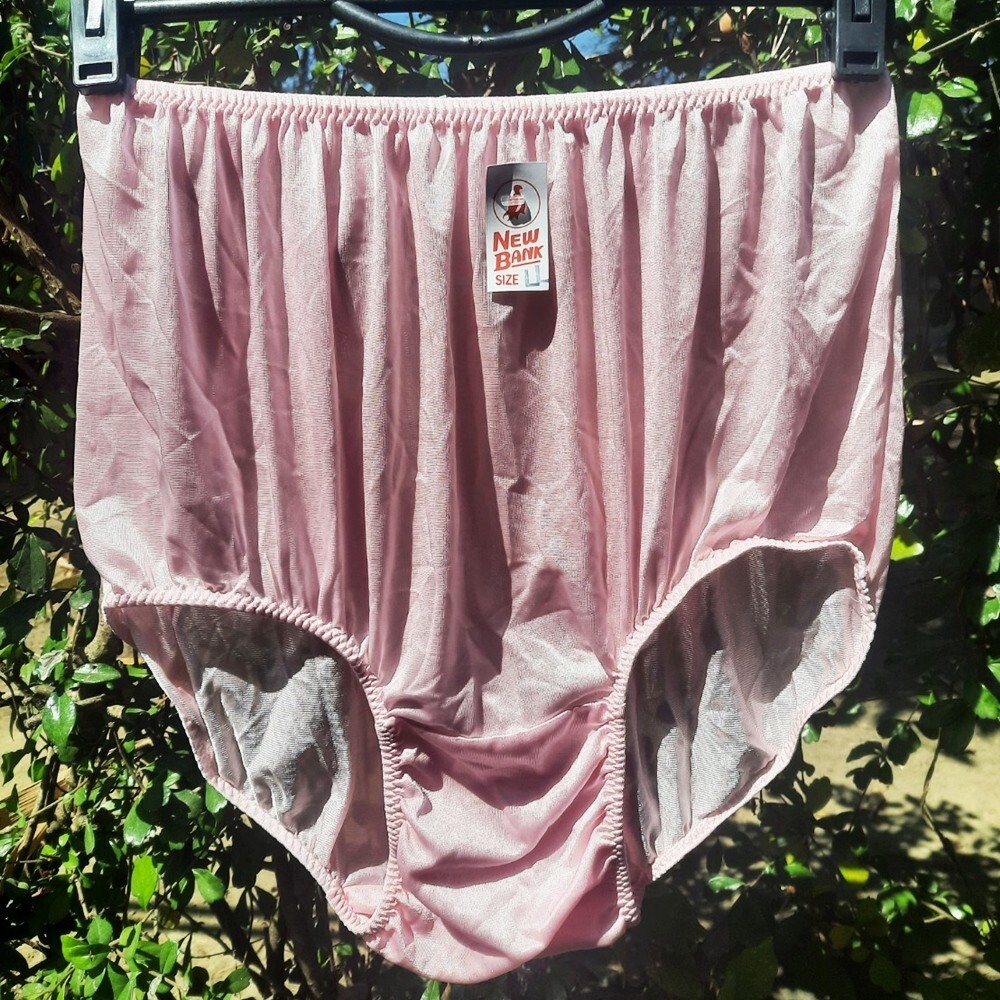 Pink Vintage Panties Sheer Sissy Lace Granny Brief Nylon Brief Hip 40″- 46″