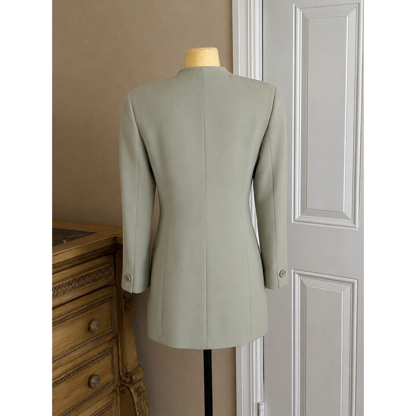 Vintage Giorgio Armani Le Collezioni Sage Green Linen Blend Long Blazer size M