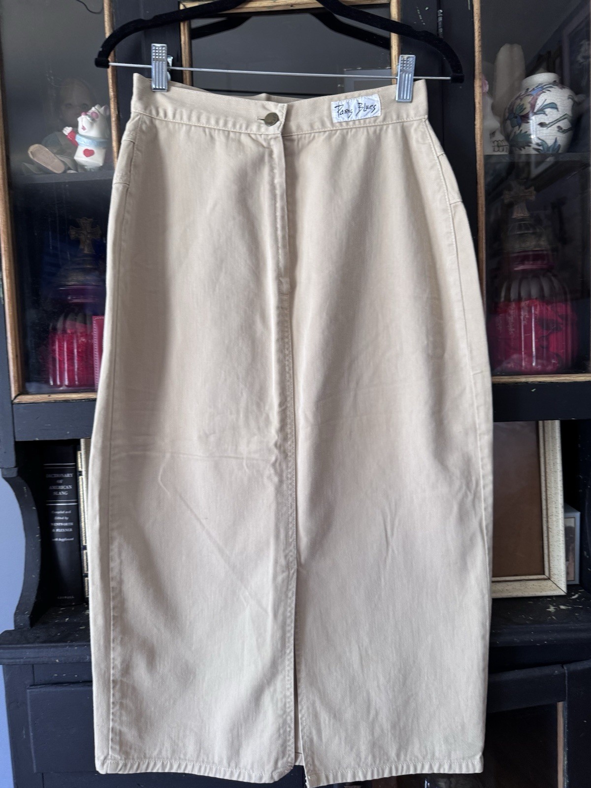VTG 1980’s Women’s Paris Blues Tan Long Skirt Size 11 Fits Small