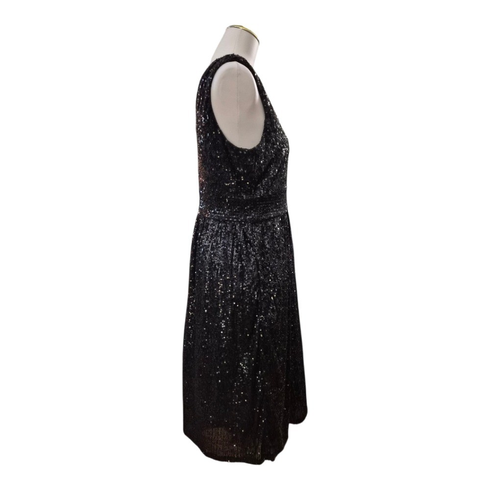 Draper James RSVP Sequin Dress Women’s 10 Black Sleeveless V-Neck Cocktail Nwt