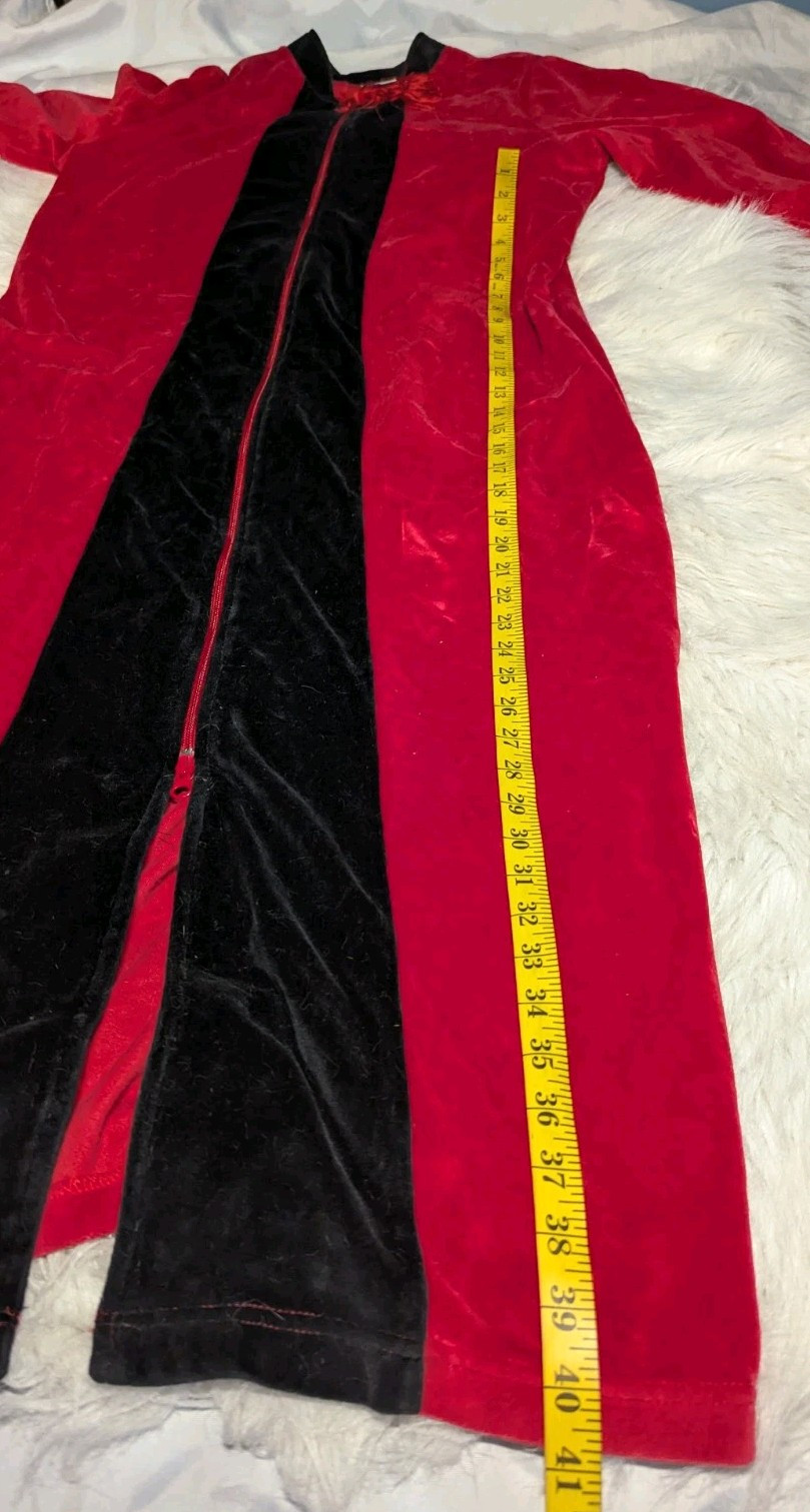 ENCHANTED Red Black LOUNGE Robe House Coat Nightgown 2-WAY ZIP Women’s S/M