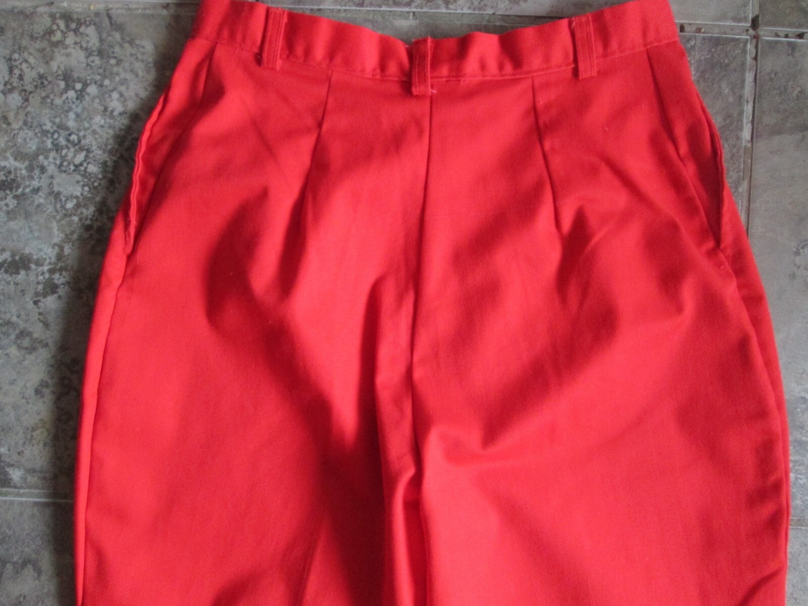 Vintage Original Mom Pants 26×28 Red Orange Pleated Tapered Leg Cotton Handmade
