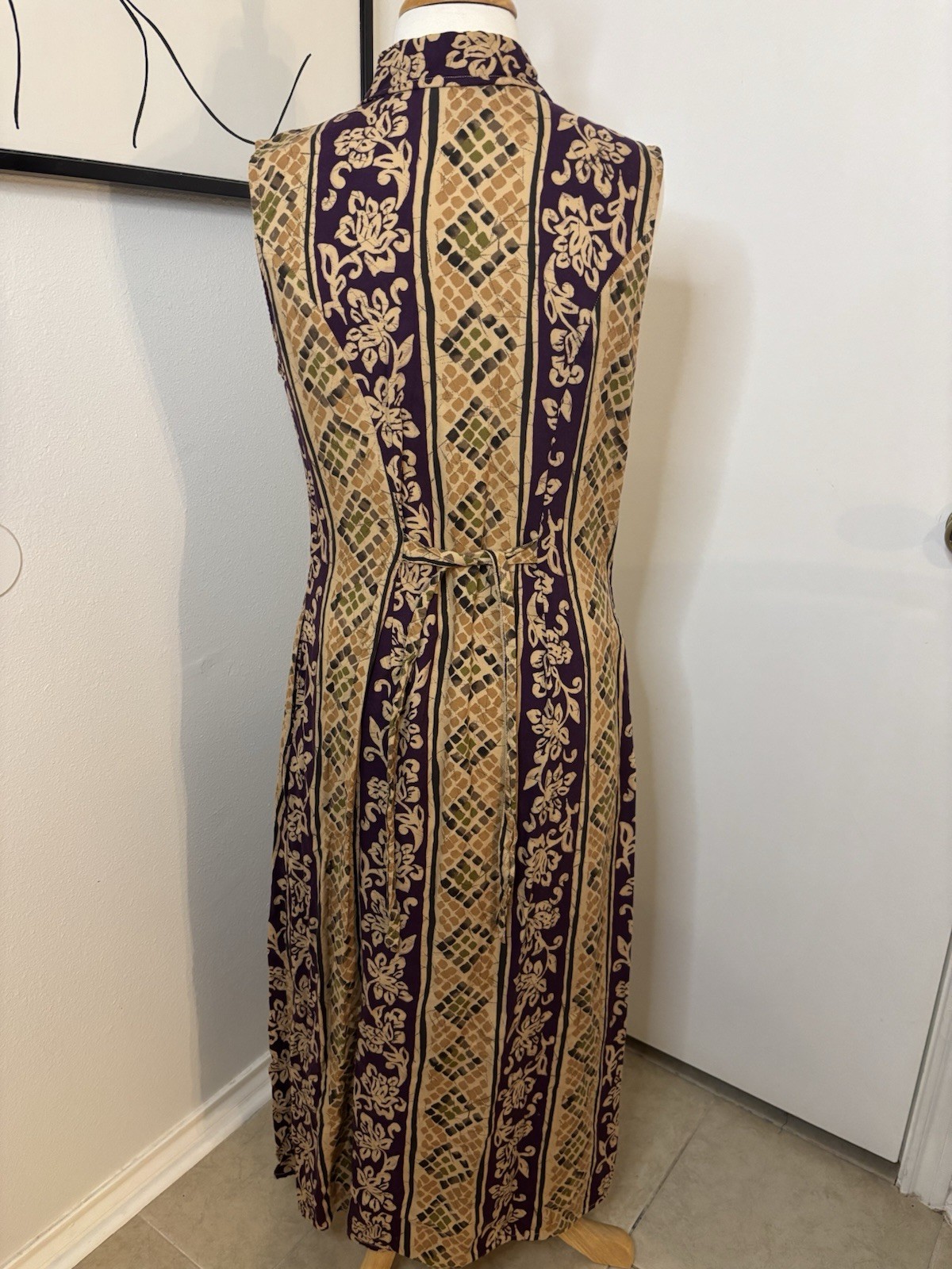 90s Rayon Geometric Print Dress Full Length