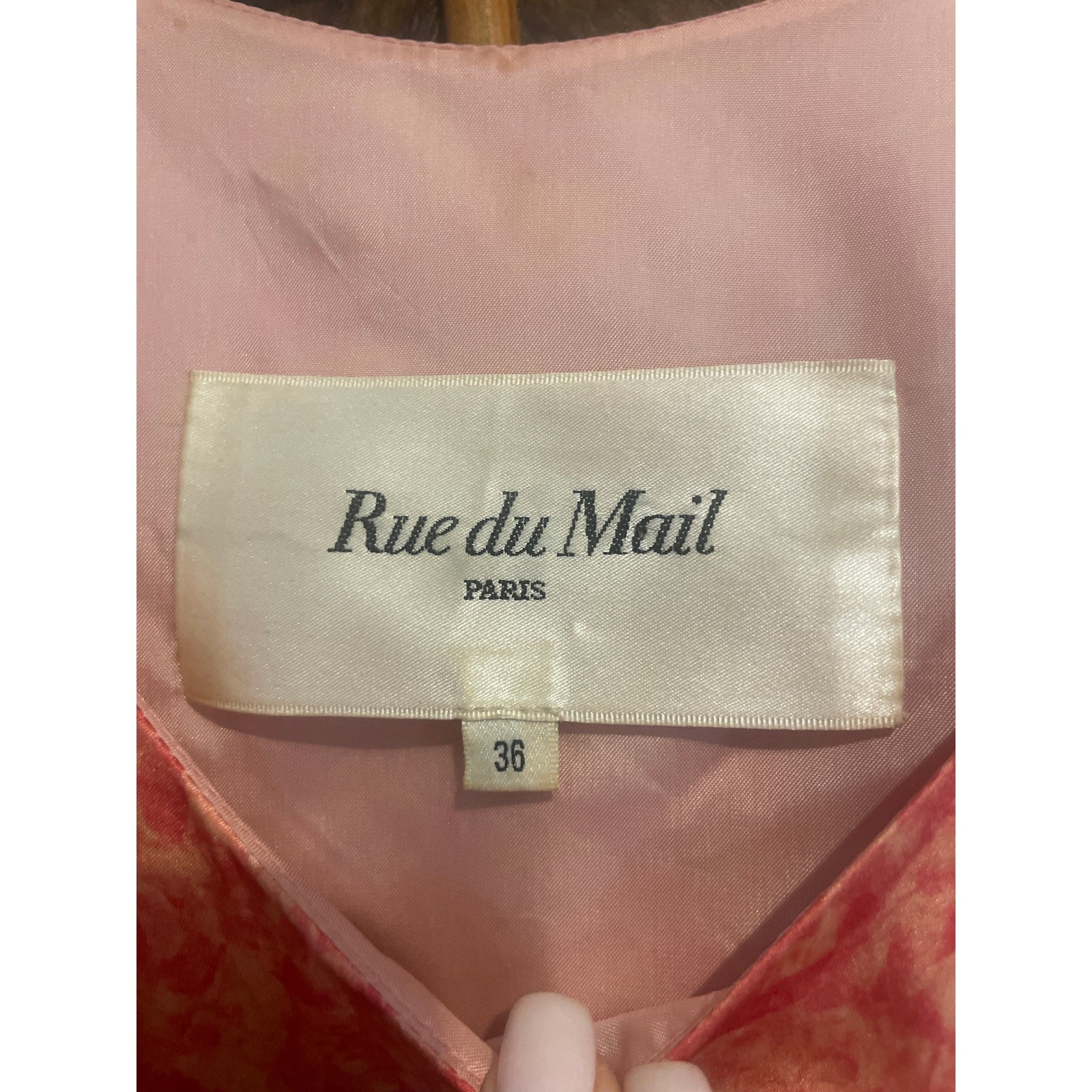 Vintage RUE Du MAIL Pink Satin Printed Drop Waist Dress FEMININE Silk Size 38 S