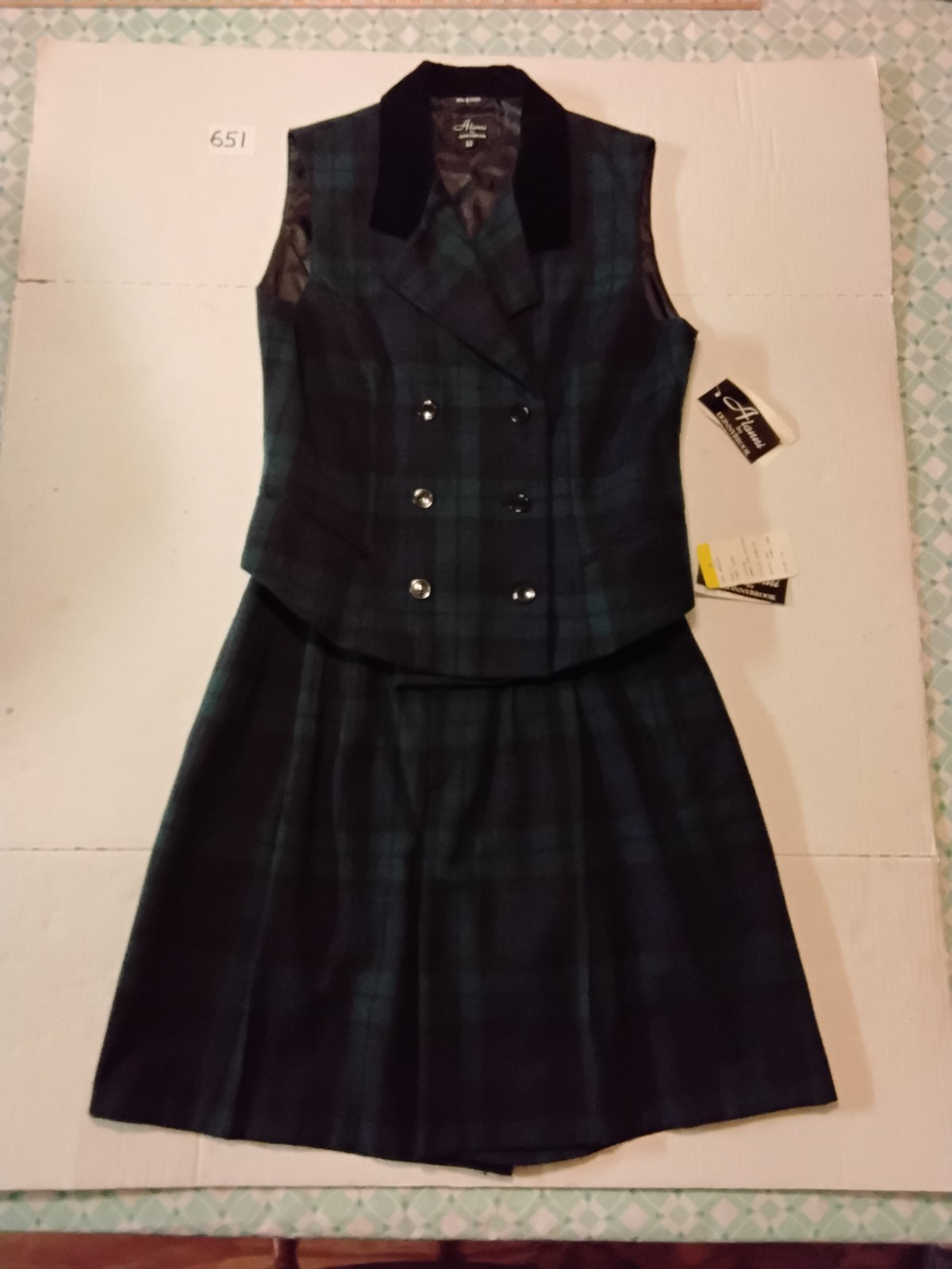 NWT VTG Alanni Wool Shorts Women’s 14 And Double Breasted Vest Sz 12 Set Preppy