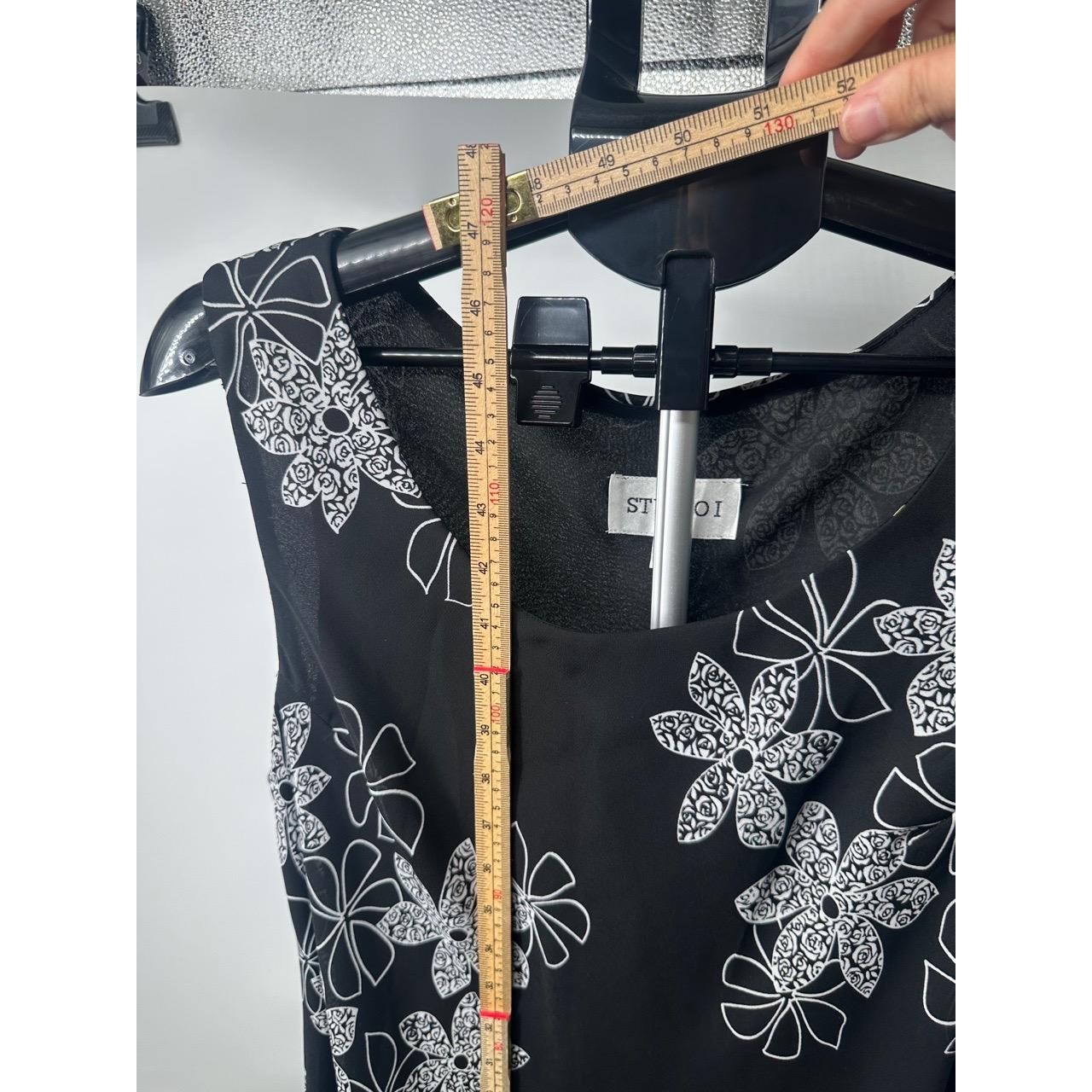 Studio I Black Floral Pattern Vintage Y2K Sleeveless Dress Size 16