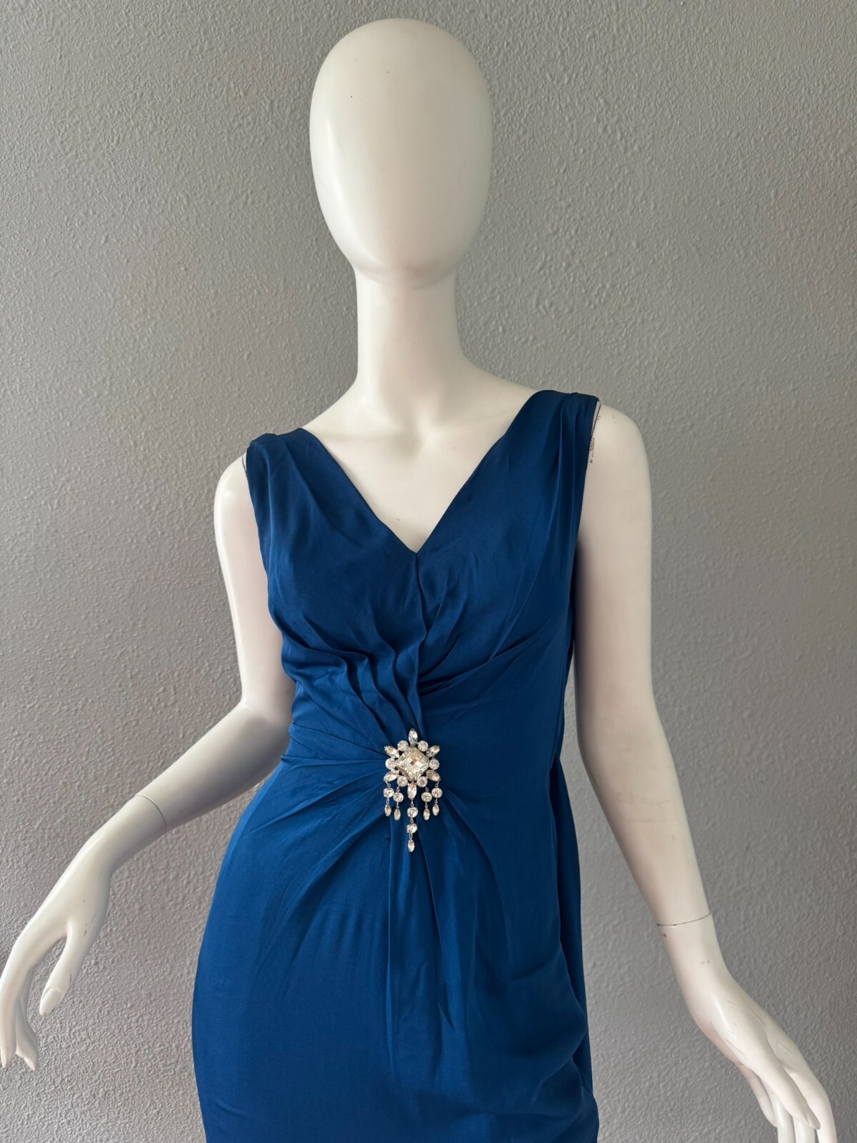 Vintage 50s 60s Blue Glam CEIL CHAPMAN Cocktail Designer Dress XS