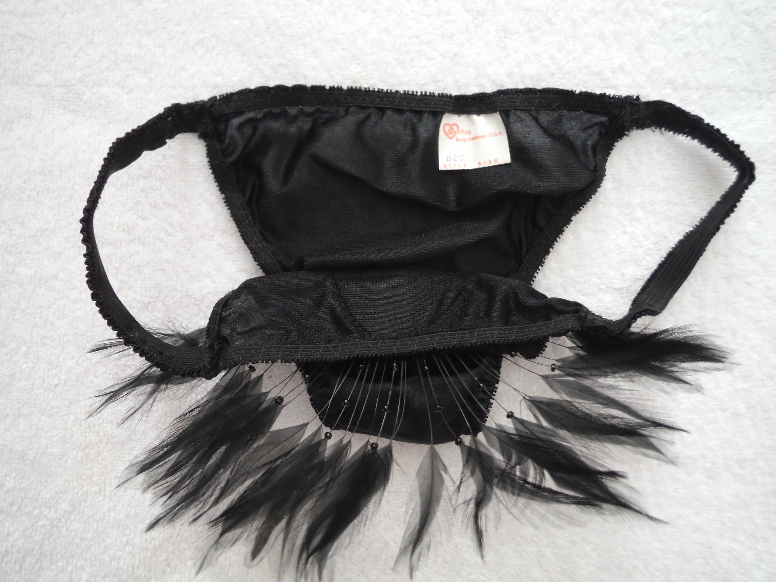 DARLING BODY FASHIONS Super Rare/Amazing VTG 70s Lingerie/Costume Set Feathers S