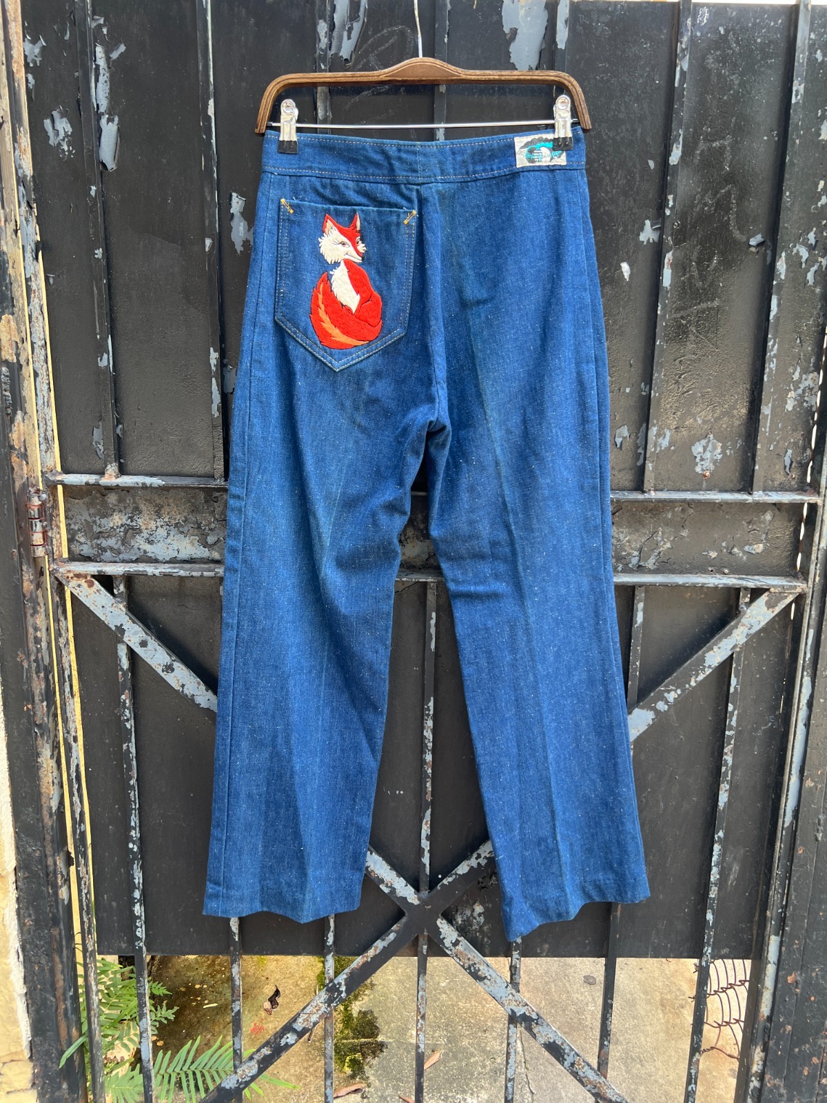 1970’s vintage hippie ANTONIO GUISEPPE denim jeans with FOX Size 28×27 FL