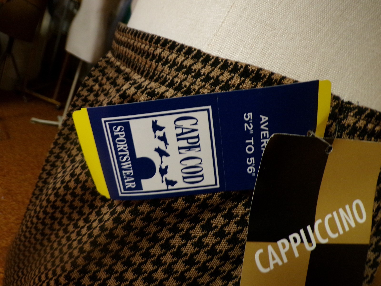 Vintage Cappuccino by Cape Cod Brown Black Herringbone Skirt Waist 38-46″ XL NWT